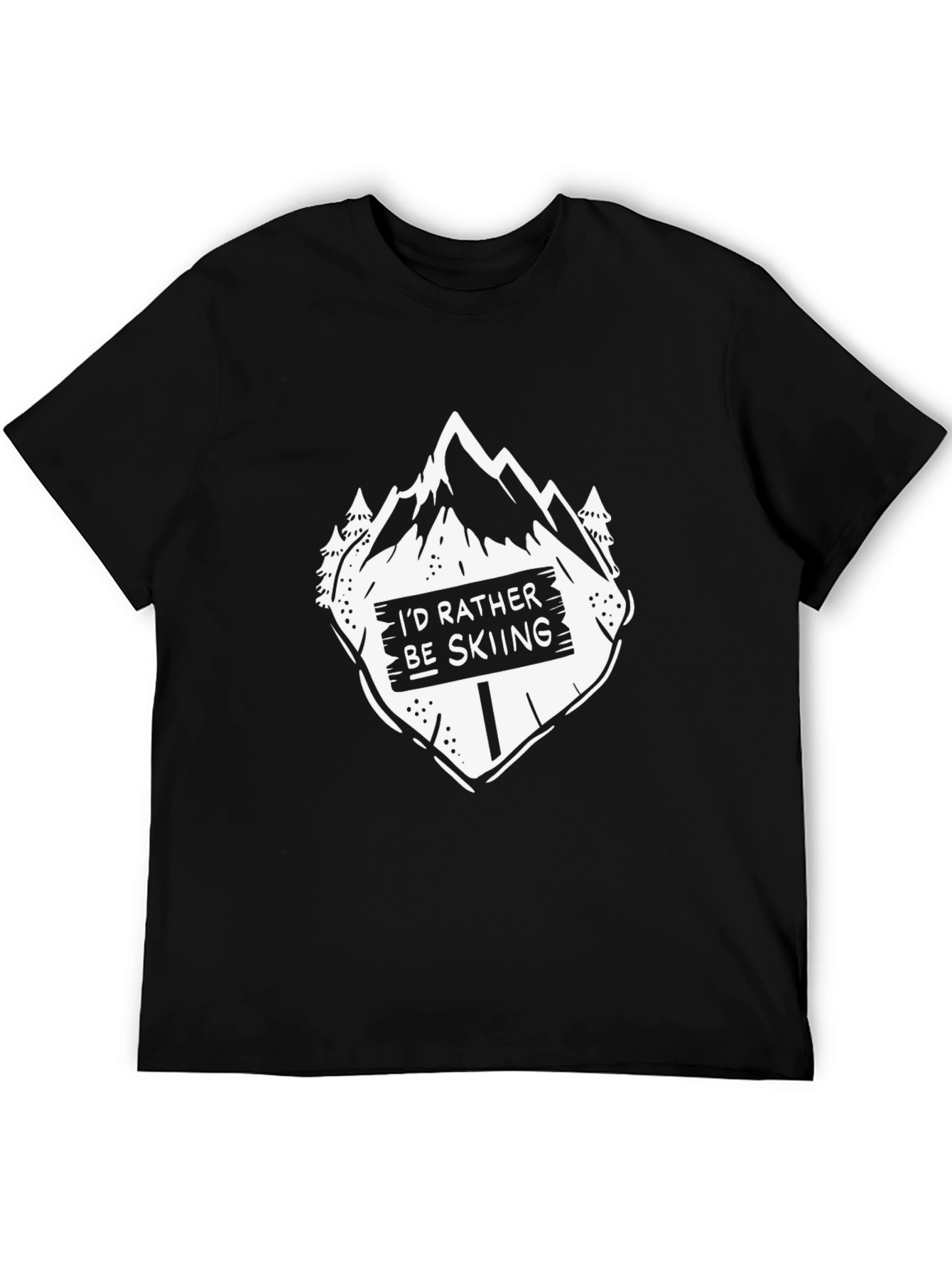 Skiing Graphic Tee - Black Cotton T-Shirt