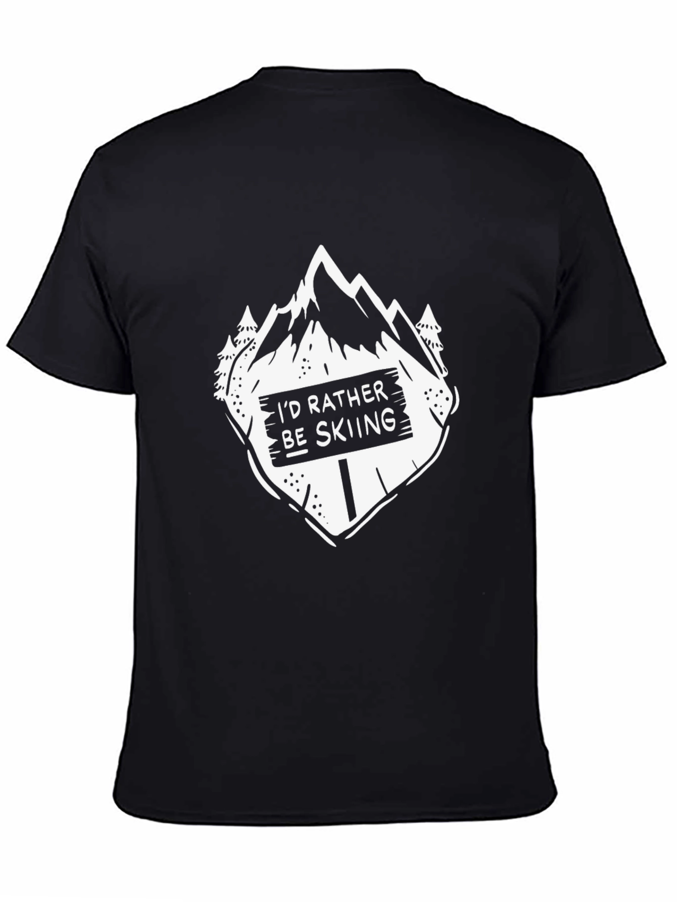 Skiing Graphic Tee - Black Cotton T-Shirt