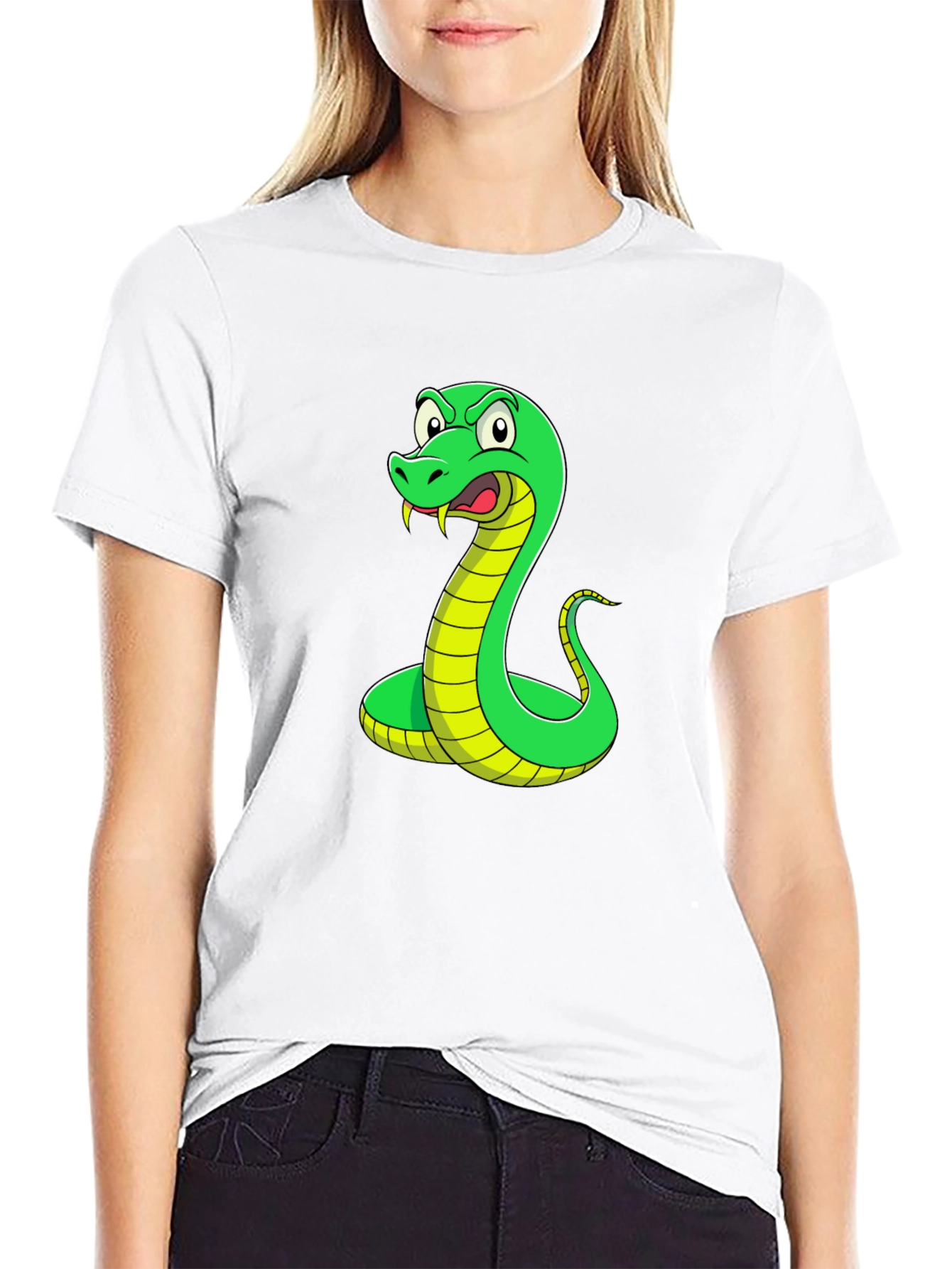 Snake Graphic T-Shirt - Mens Black Crew Neck Tee