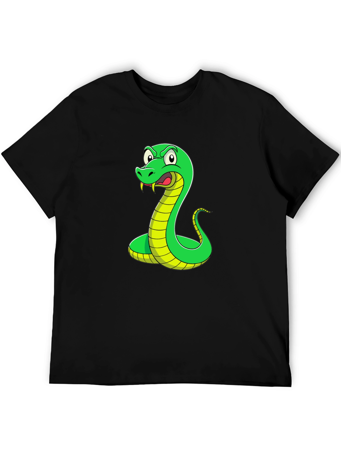 Snake Graphic T-Shirt - Mens Black Crew Neck Tee