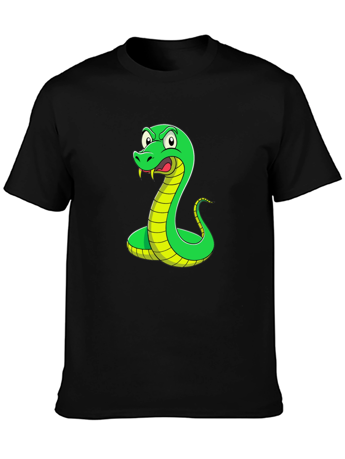 Snake Graphic T-Shirt - Mens Black Crew Neck Tee