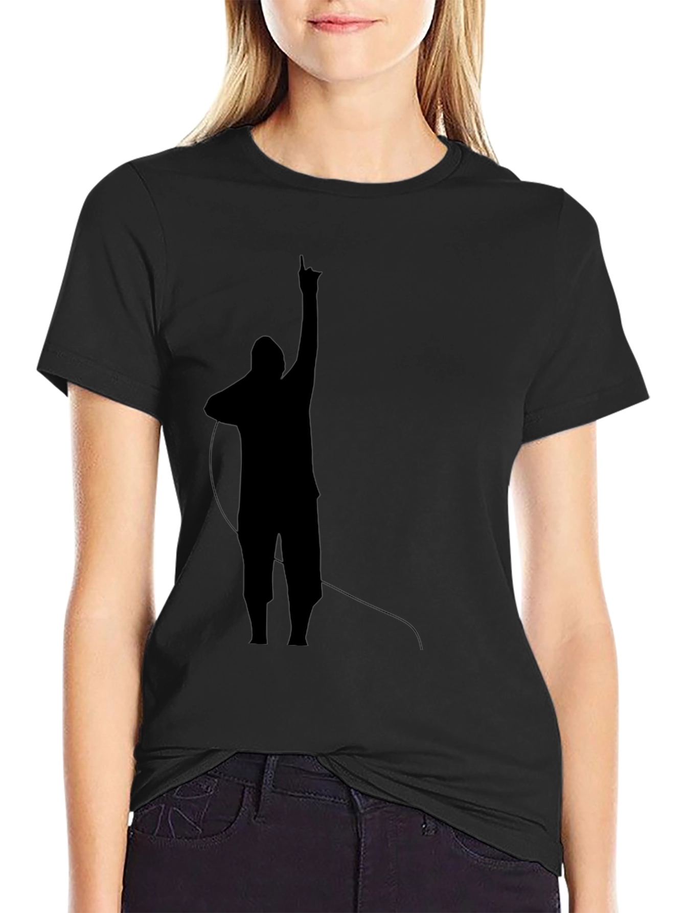 Mens Black T-Shirt with Silhouette Design