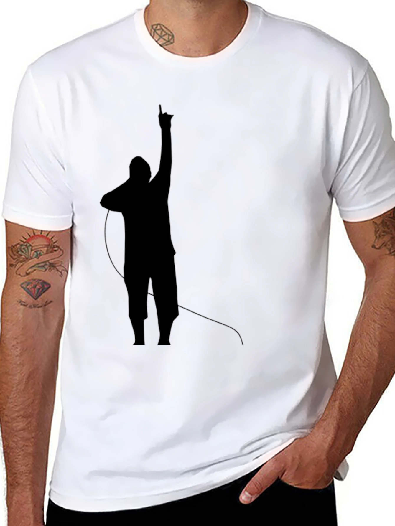 Mens Black T-Shirt with Silhouette Design