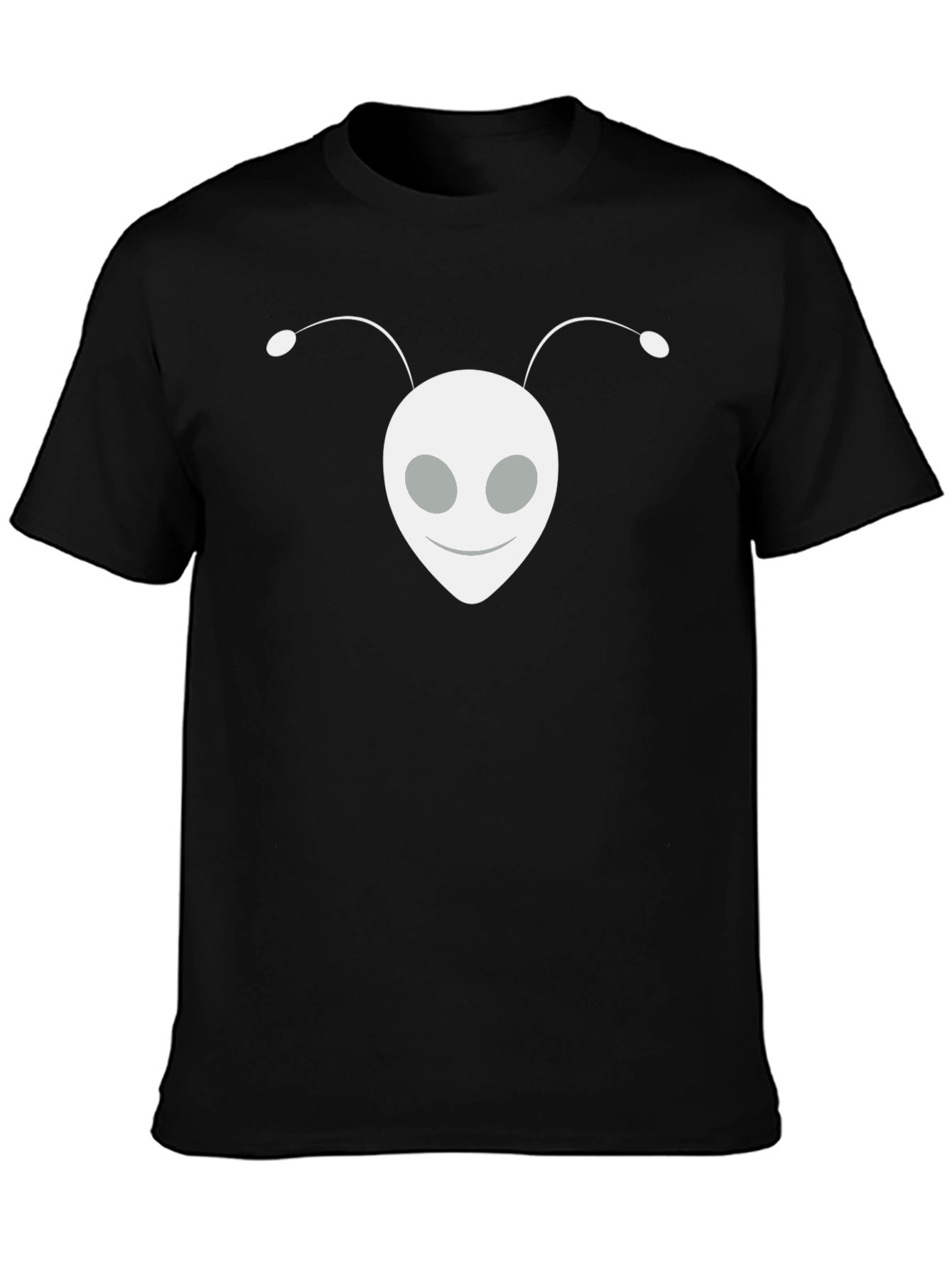 Alien Head Graphic Tee - Black Cotton Blend Shirt