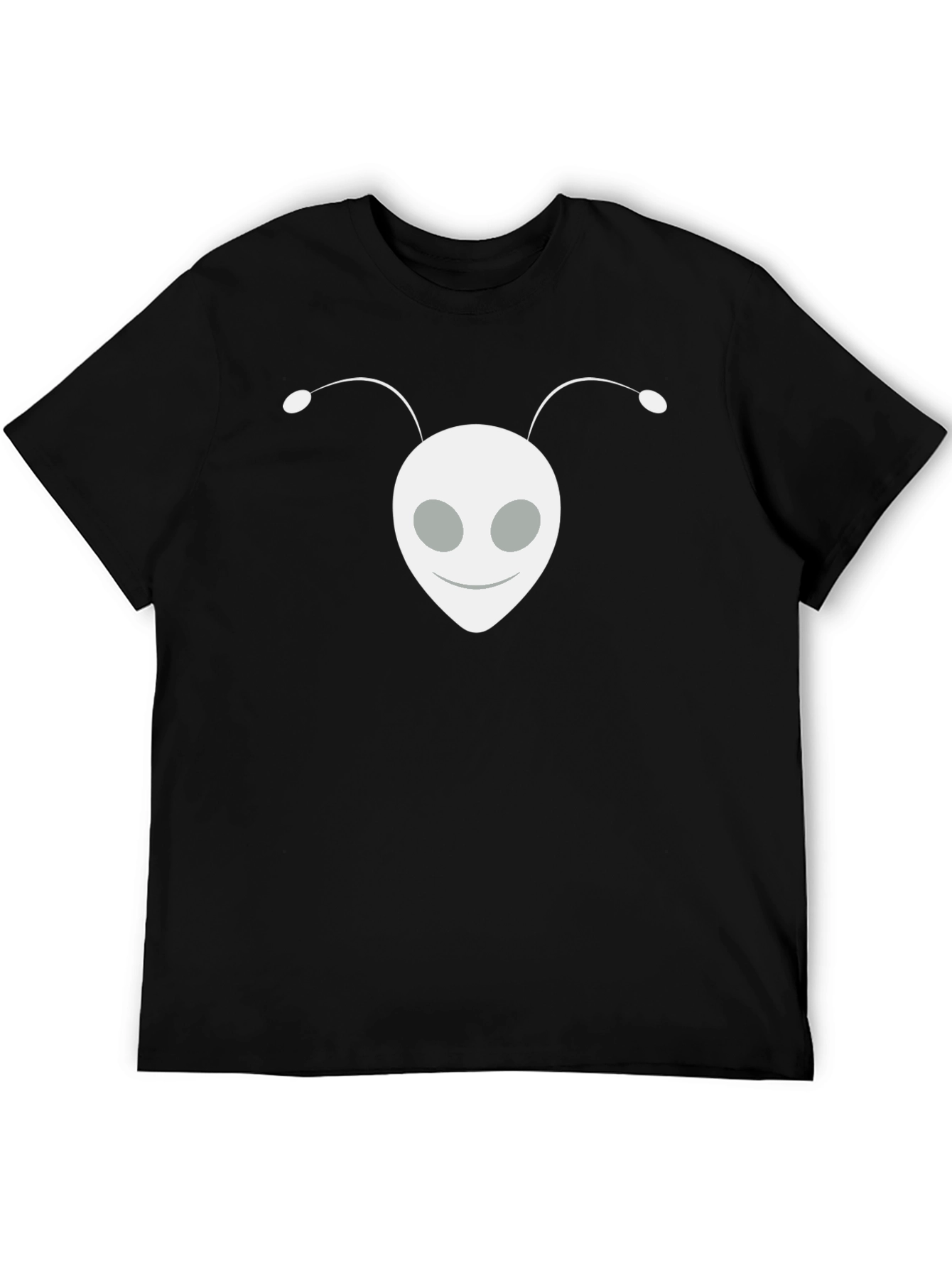 Alien Head Graphic Tee - Black Cotton Blend Shirt