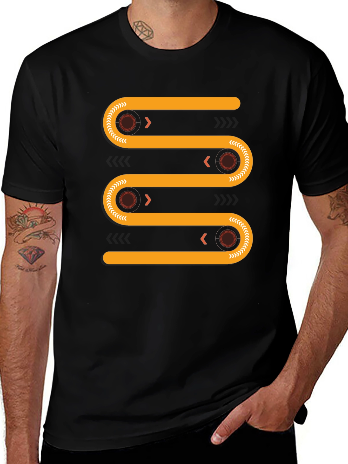 Abstract Geometric Conveyor Belt Graphic Tee