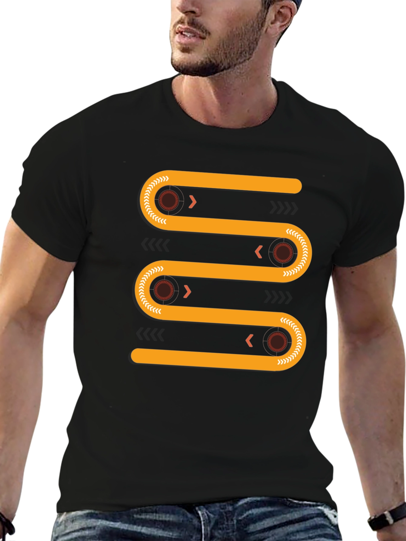 Abstract Geometric Conveyor Belt Graphic Tee