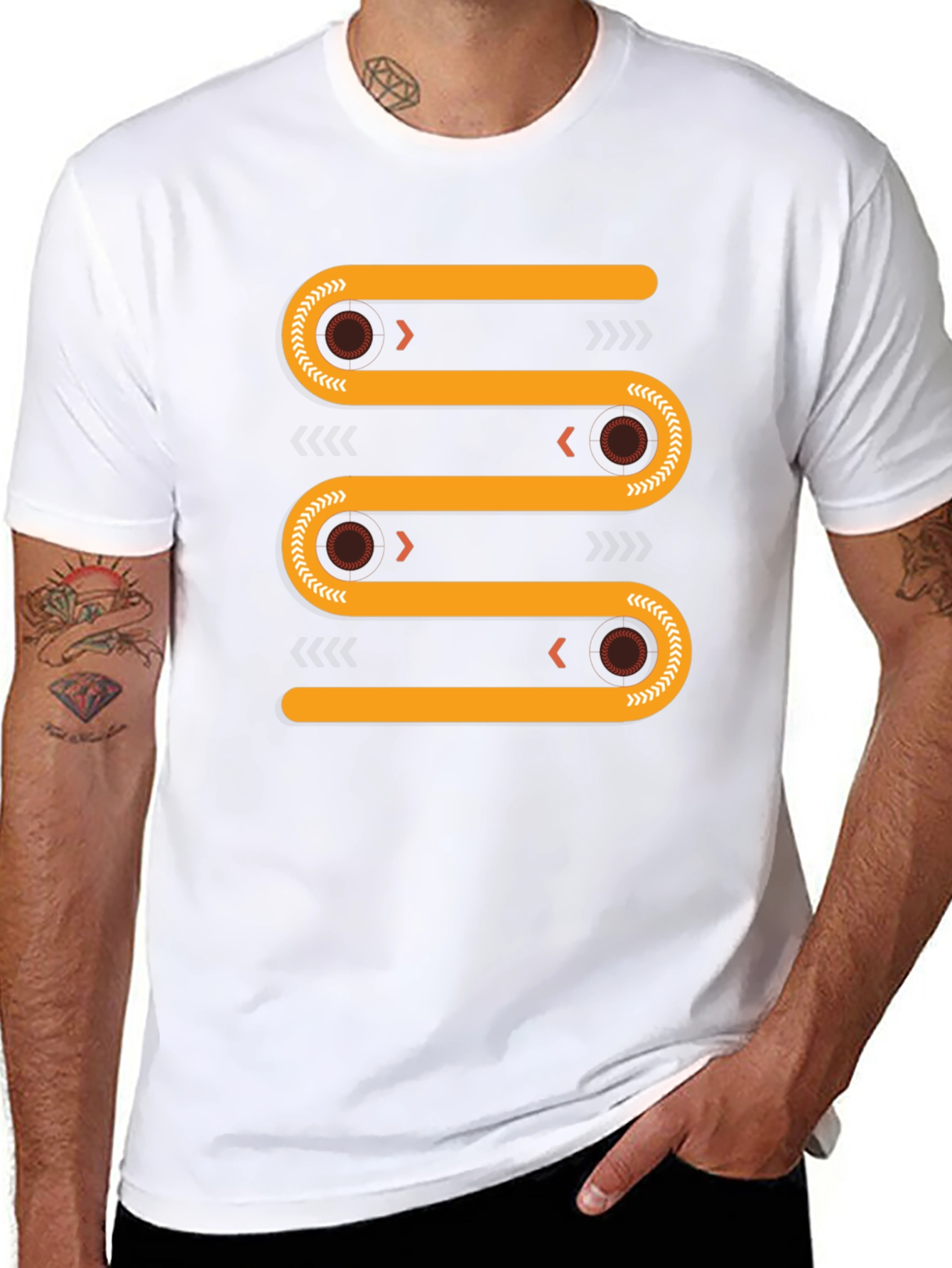Abstract Geometric Conveyor Belt Graphic Tee