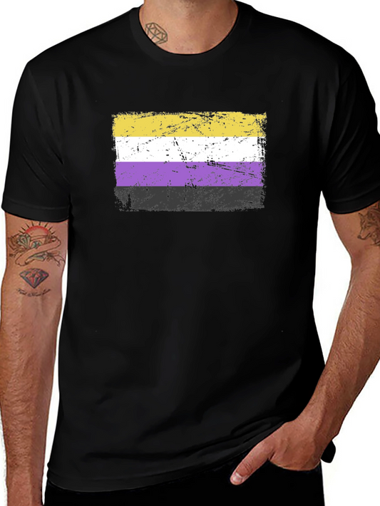 Nonbinary Pride Flag T-Shirt - Grunge Style