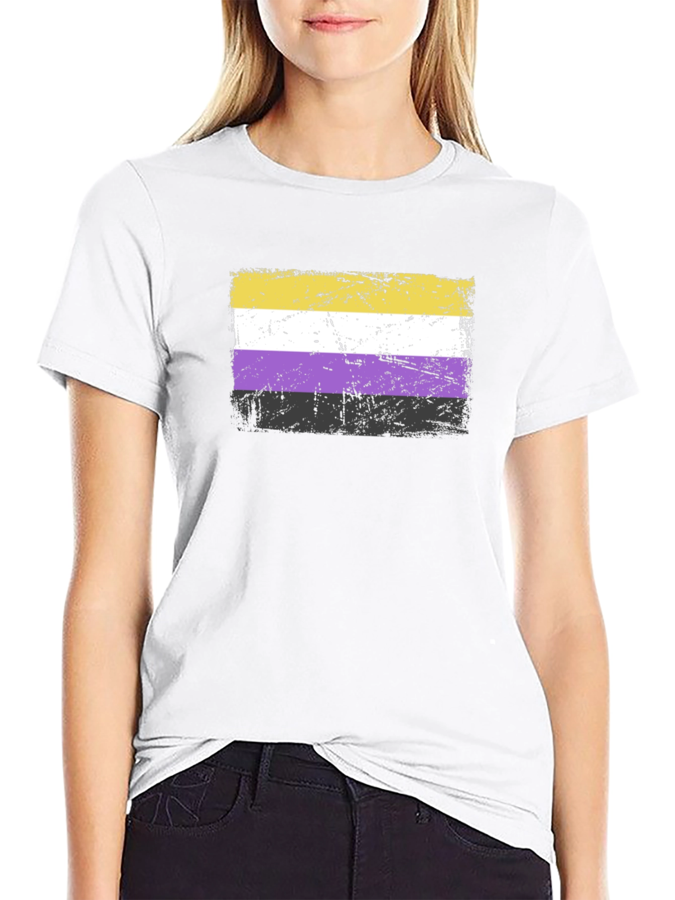 Nonbinary Pride Flag T-Shirt - Grunge Style