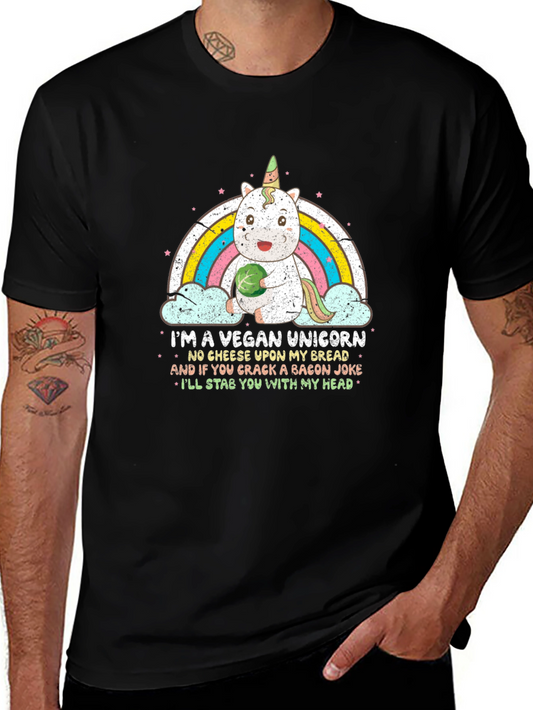 Vegan Unicorn Rainbow T-Shirt Funny Animal Lover Tee