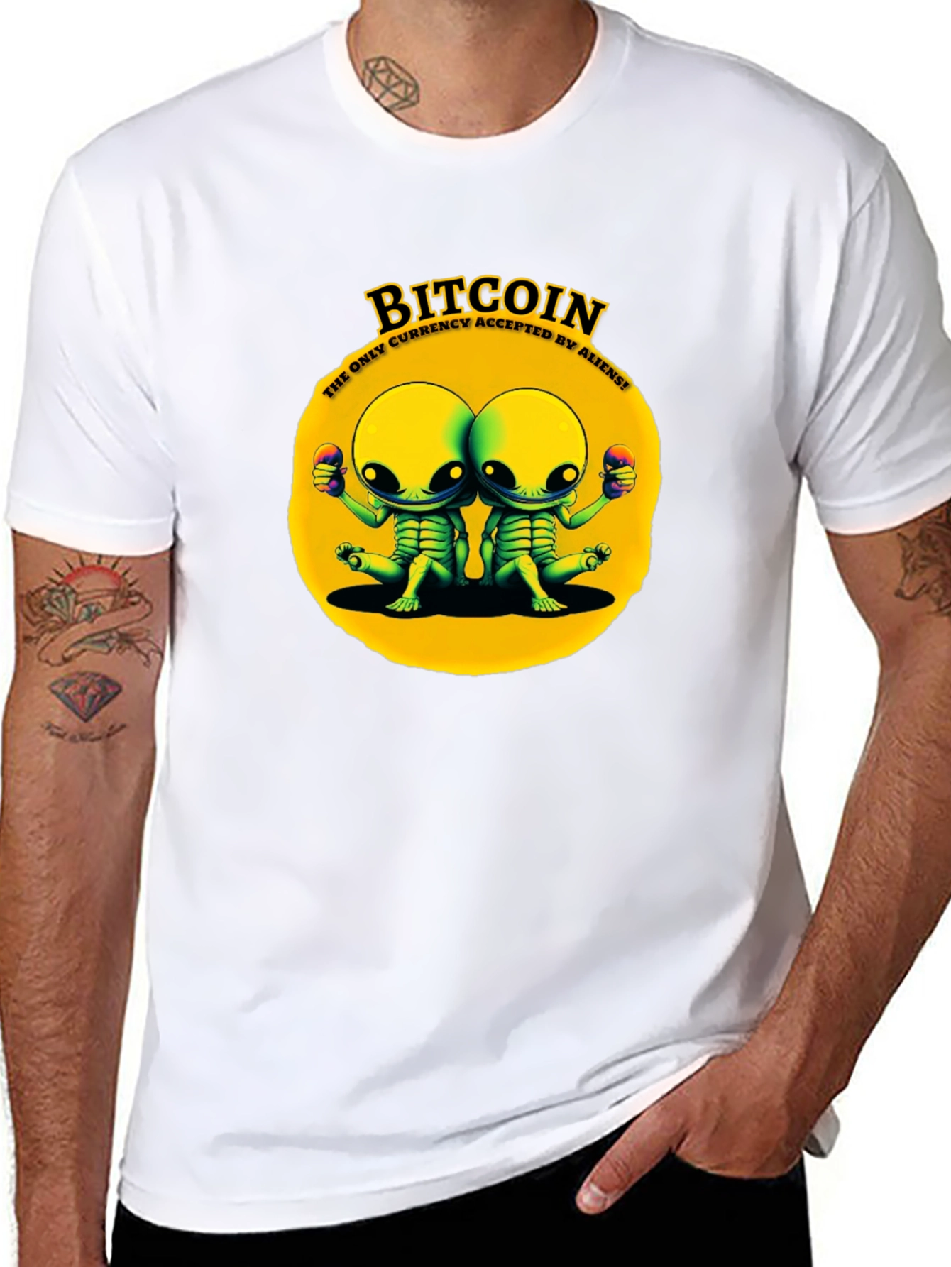 Bitcoin Alien Graphic Tee - Crypto Humor T-Shirt