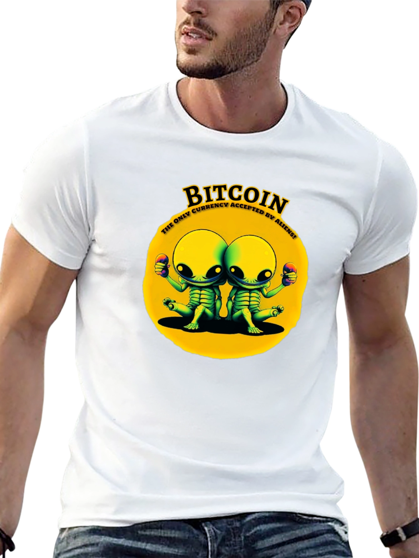 Bitcoin Alien Graphic Tee - Crypto Humor T-Shirt