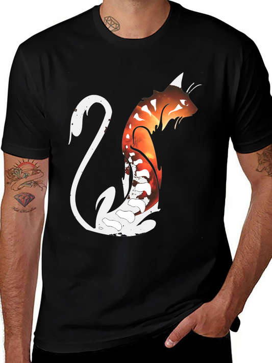 Cosmic Cat Black Graphic T-Shirt