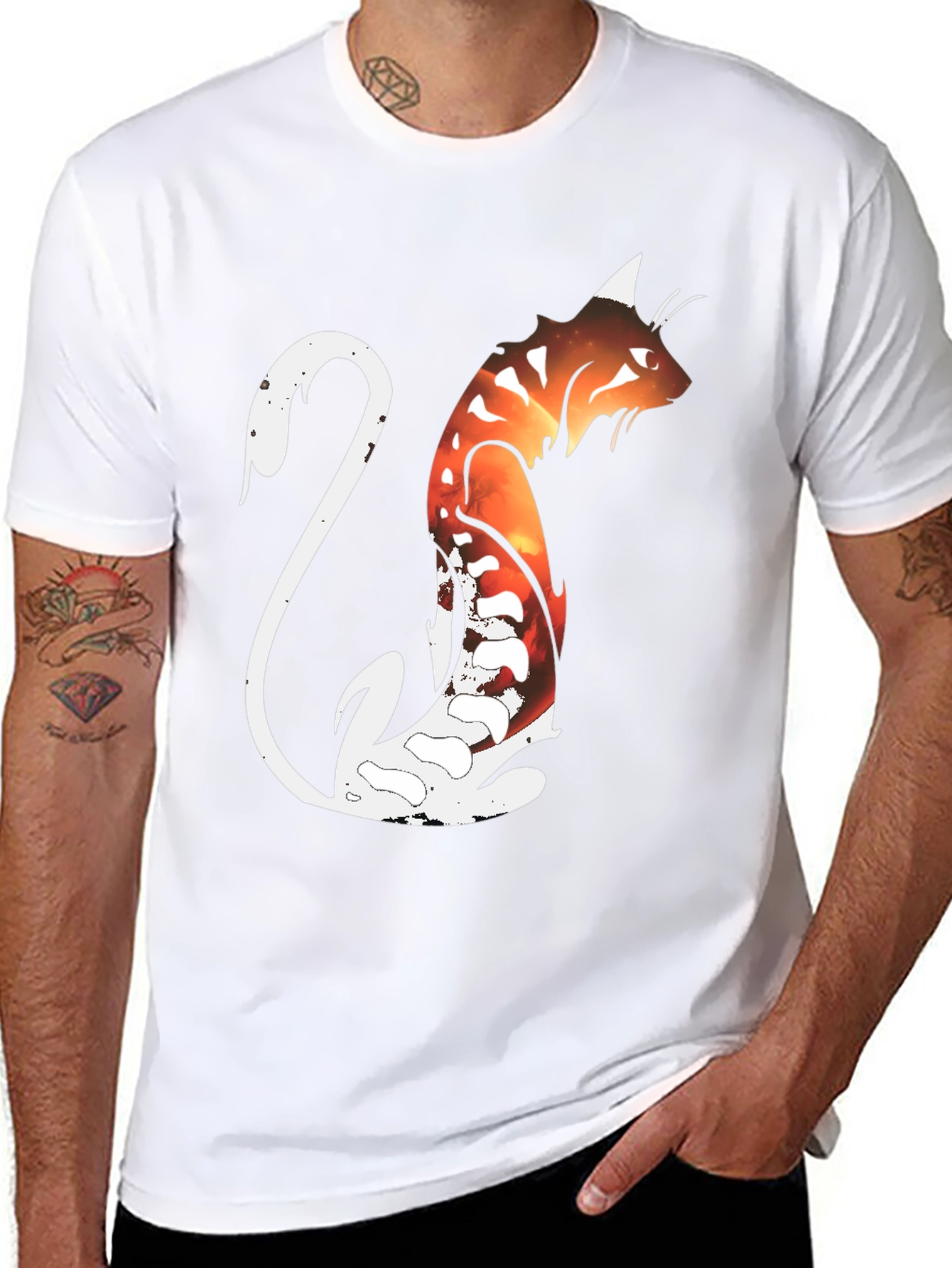 Cosmic Cat Black Graphic T-Shirt