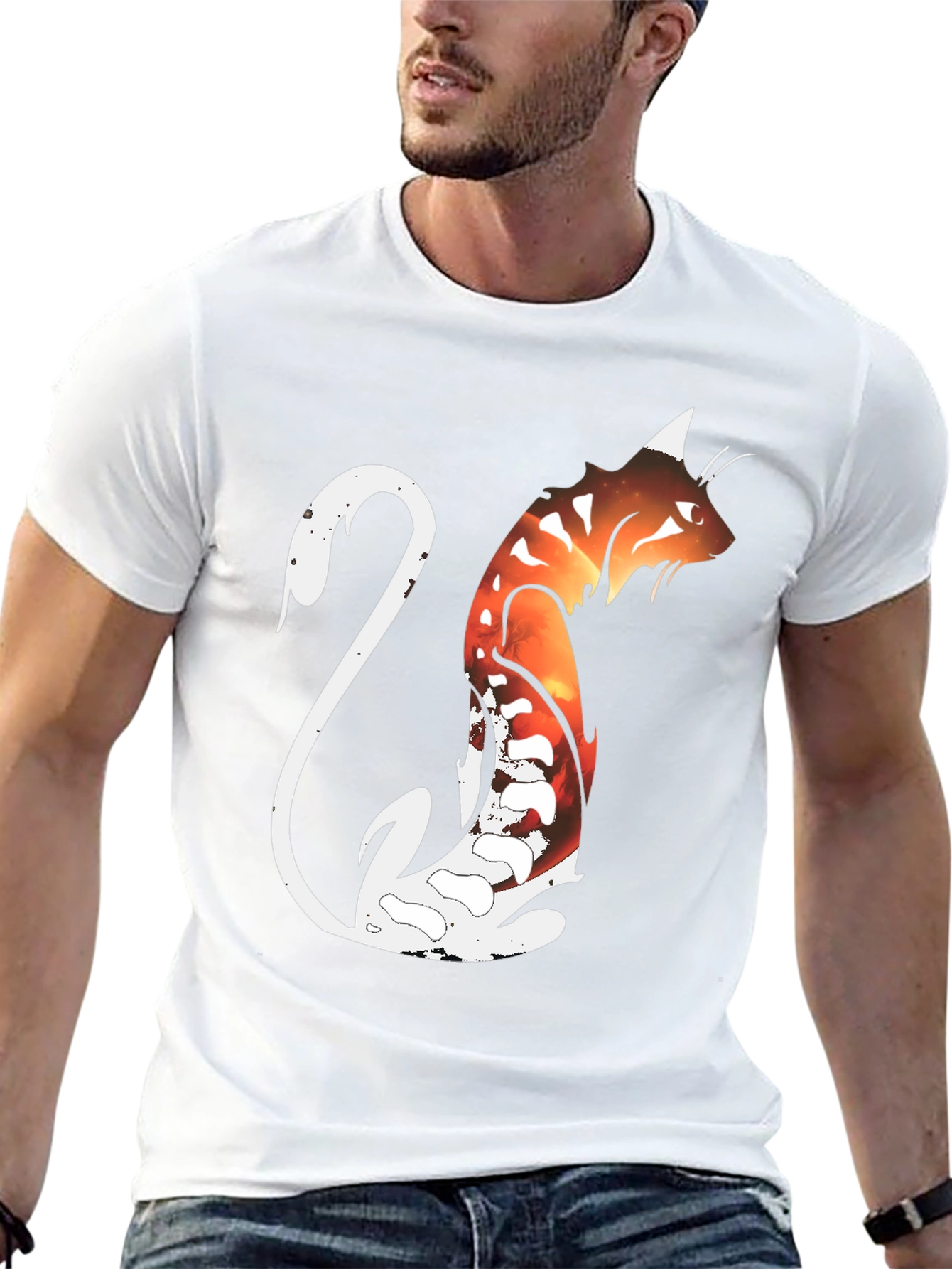 Cosmic Cat Black Graphic T-Shirt
