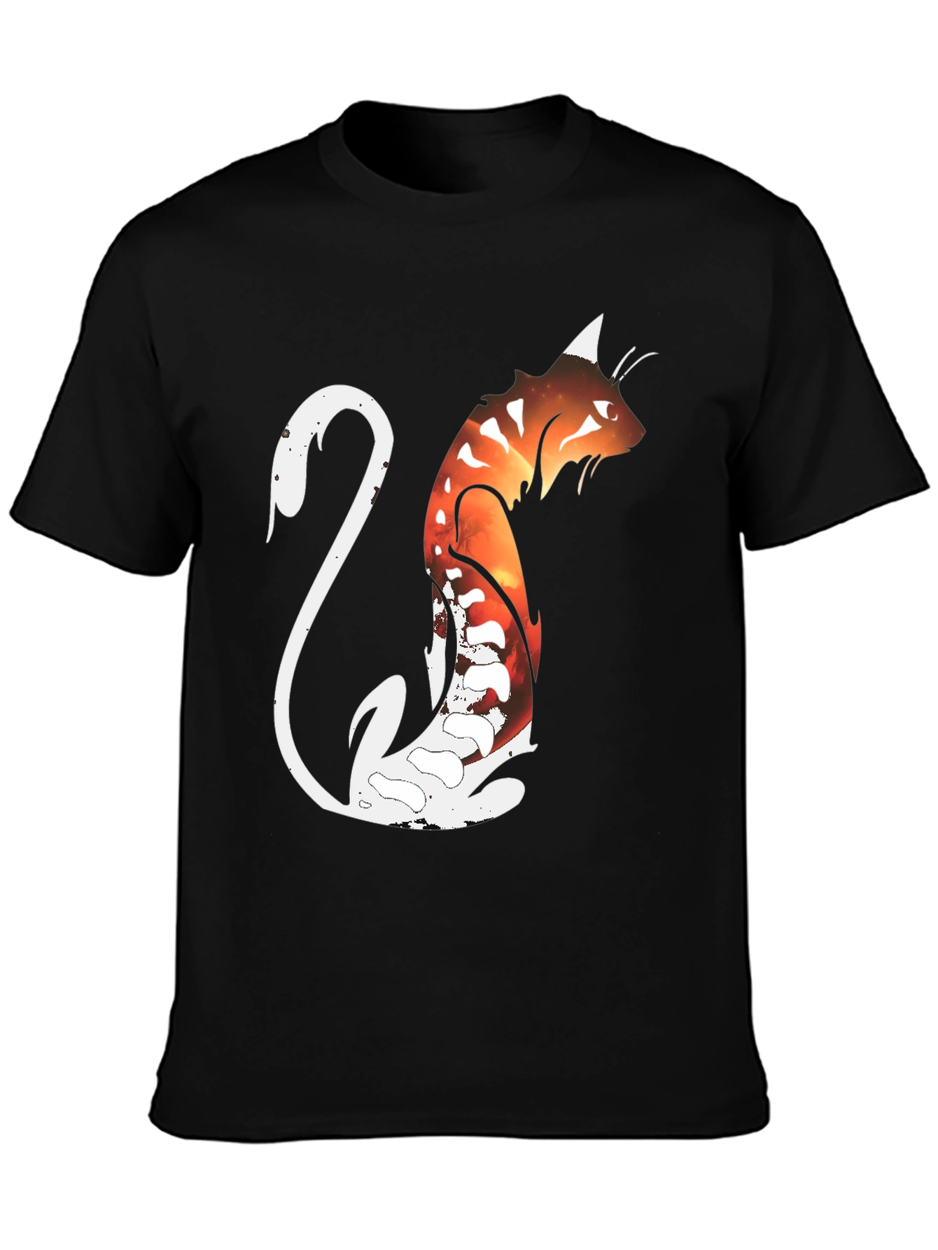 Cosmic Cat Black Graphic T-Shirt