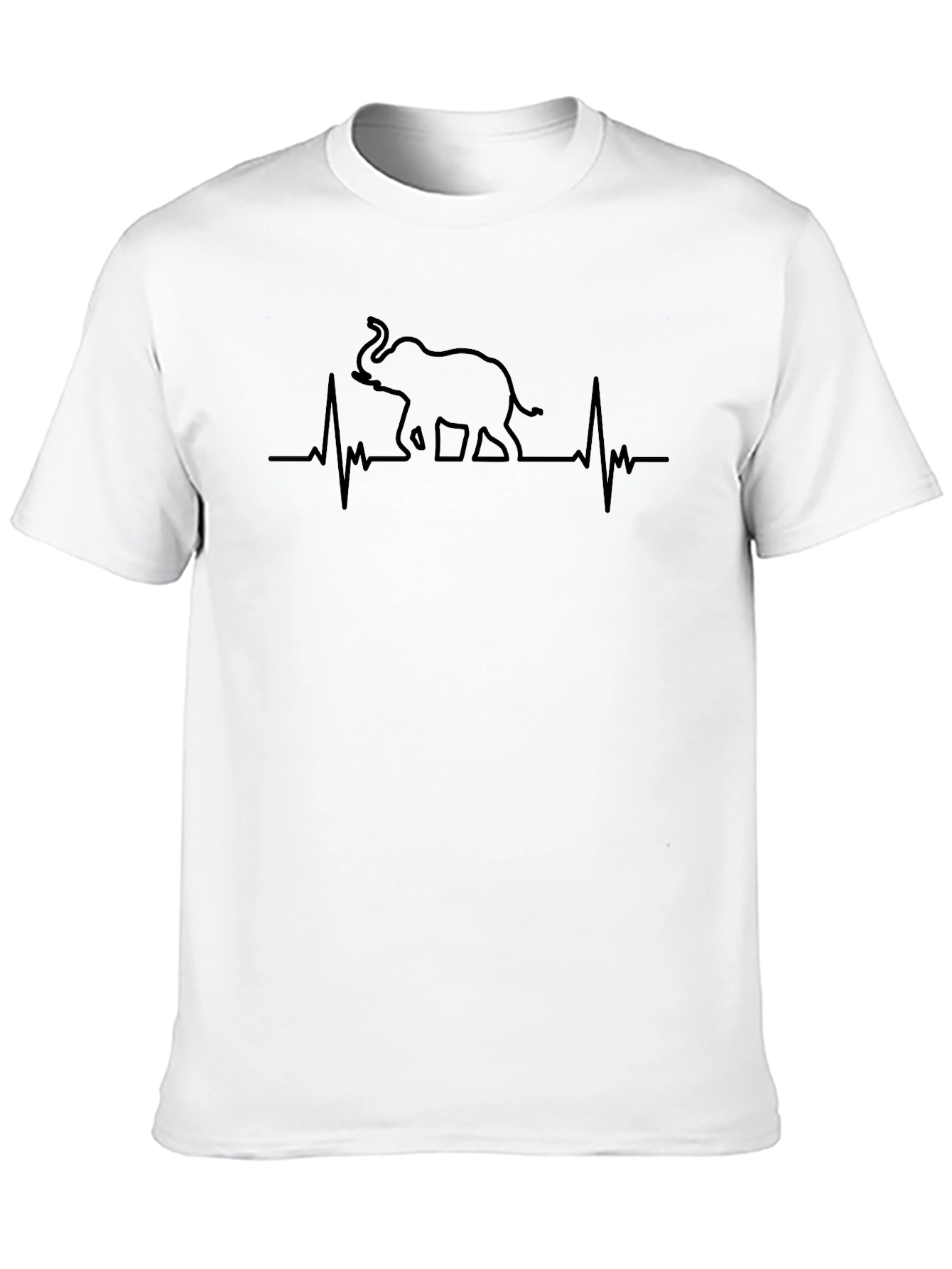 Elephant Heartbeat Graphic Tee - Black Crew Neck T-Shirt