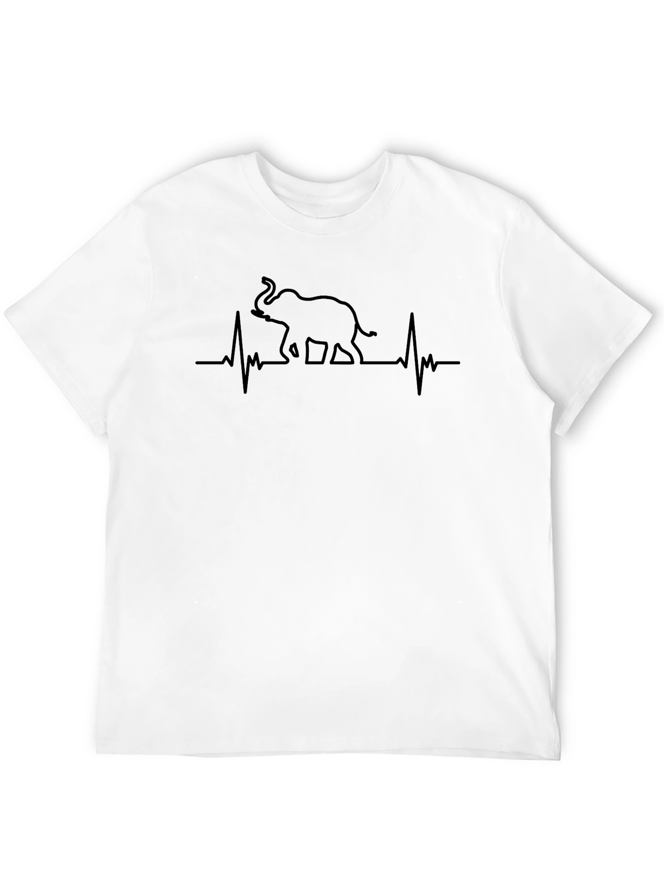 Elephant Heartbeat Graphic Tee - Black Crew Neck T-Shirt