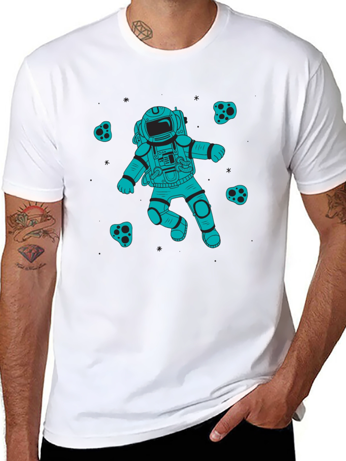 Astronaut Graphic Print Crew Neck T-Shirt