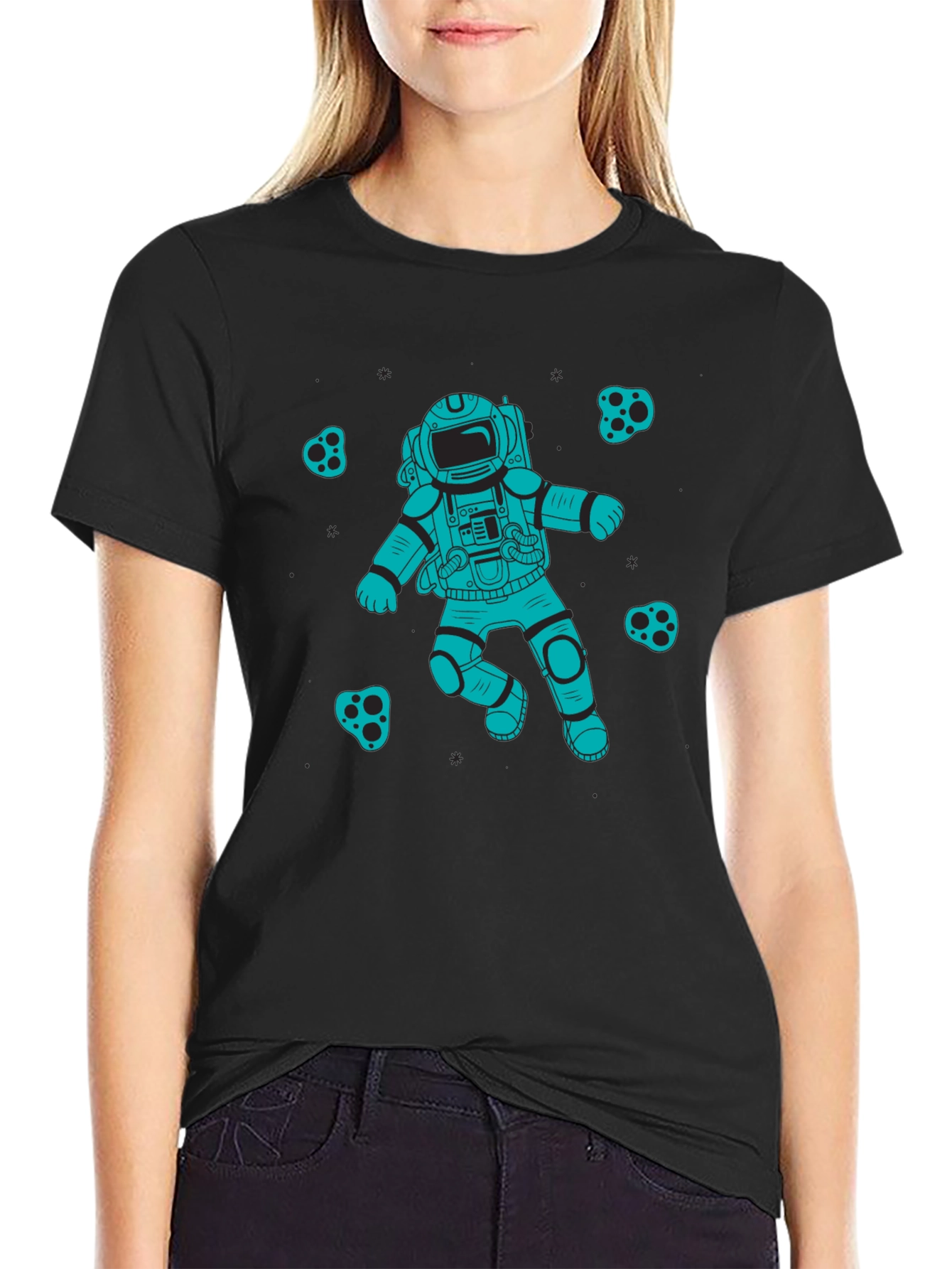 Astronaut Graphic Print Crew Neck T-Shirt