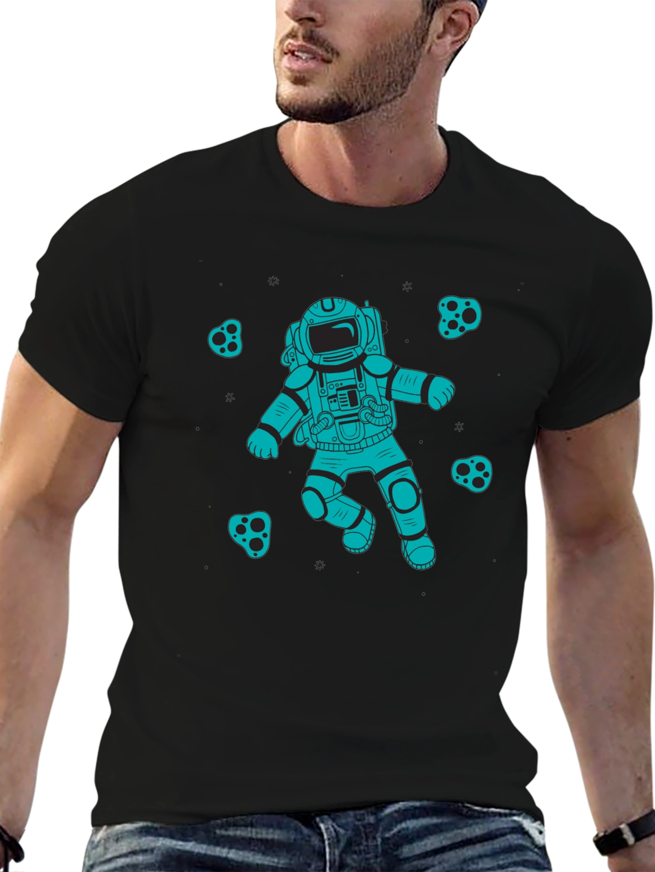 Astronaut Graphic Print Crew Neck T-Shirt