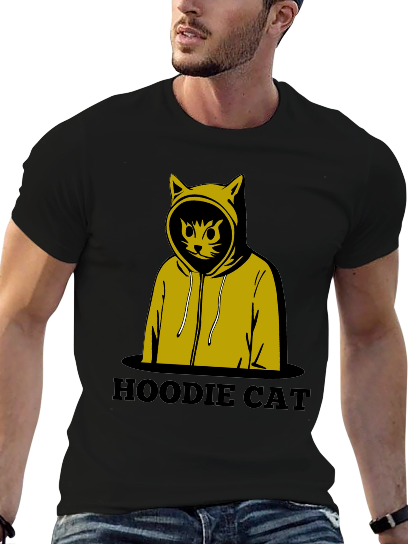 Hoodie Cat T-Shirt - Cool Graphic Tee