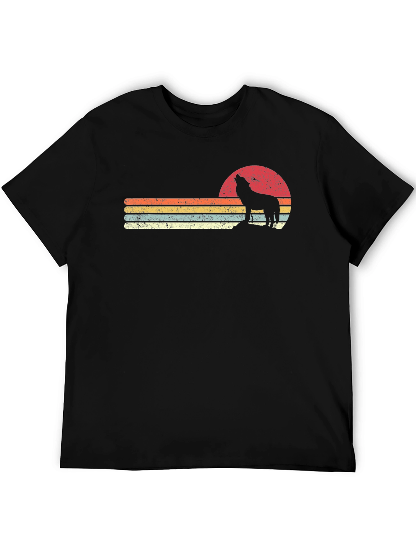 Retro Wolf Sunset Graphic T-Shirt