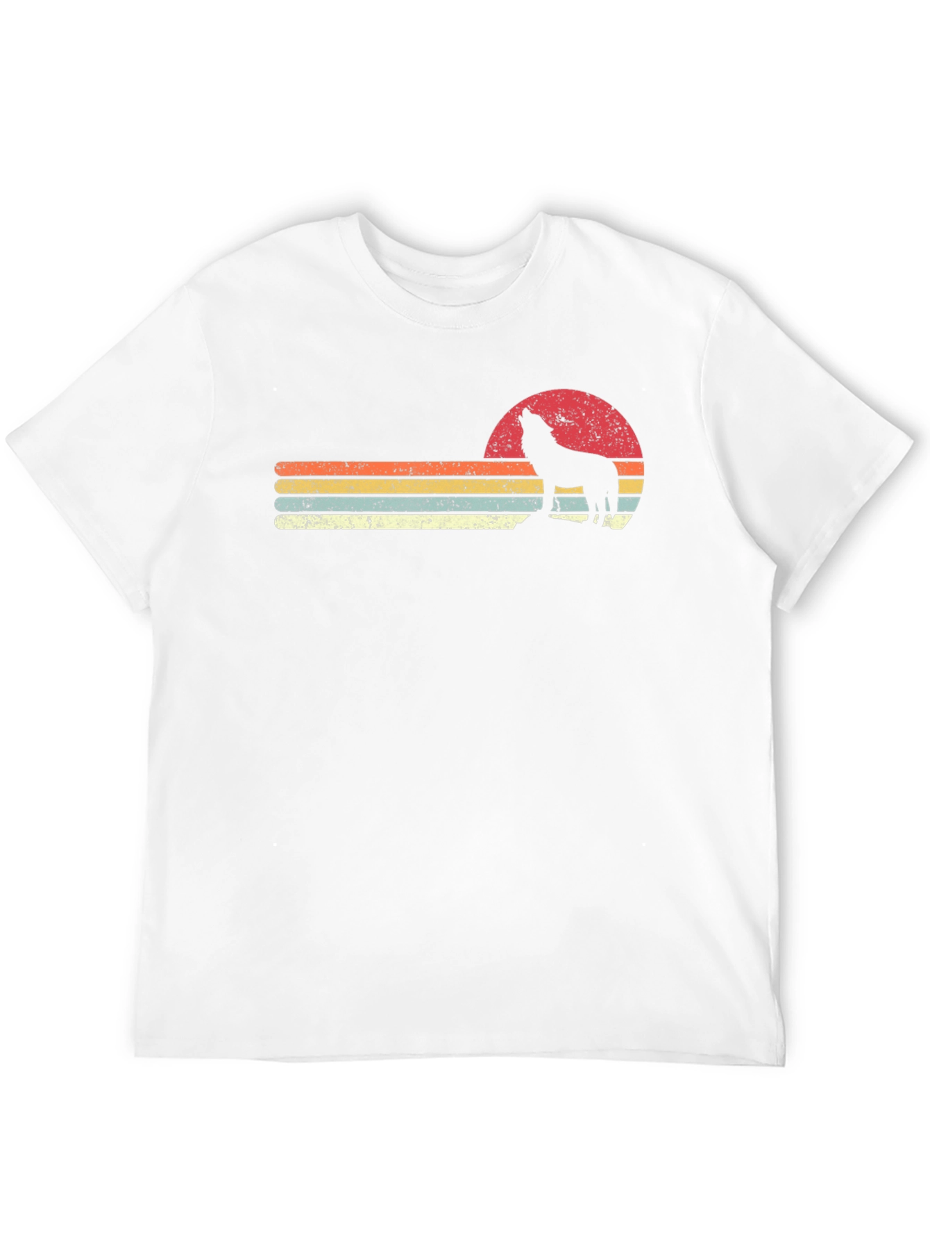 Retro Wolf Sunset Graphic T-Shirt