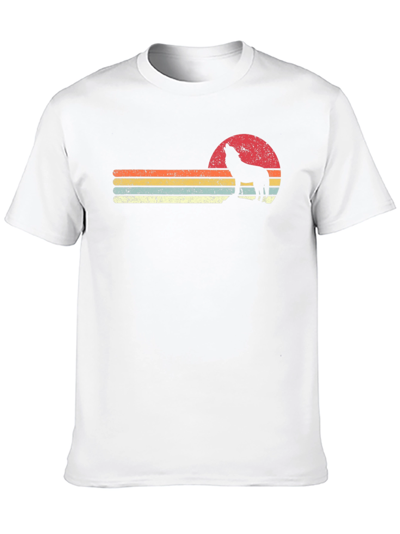 Retro Wolf Sunset Graphic T-Shirt