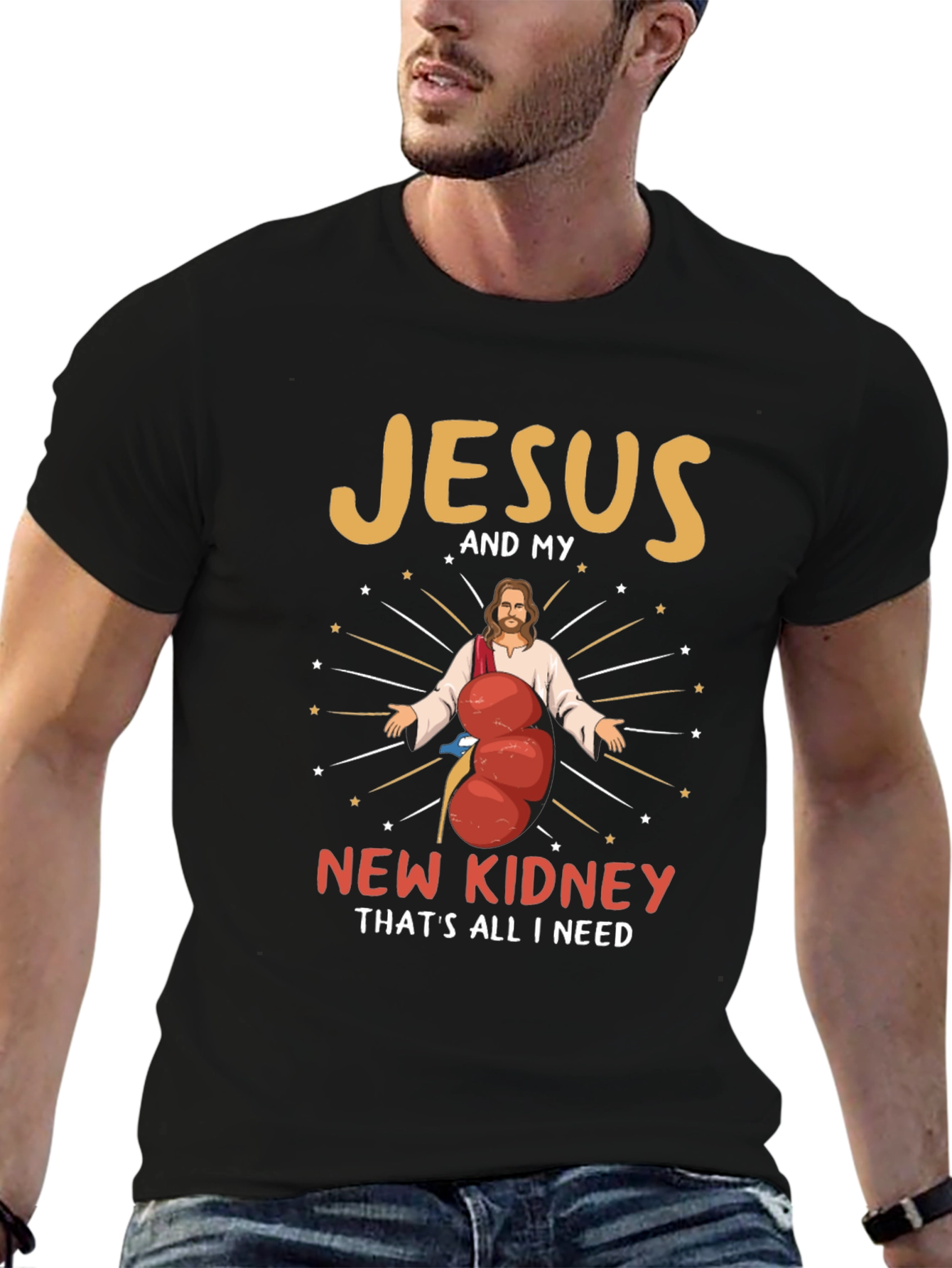 Jesus and My New Kidney Funny Graphic T-Shirt