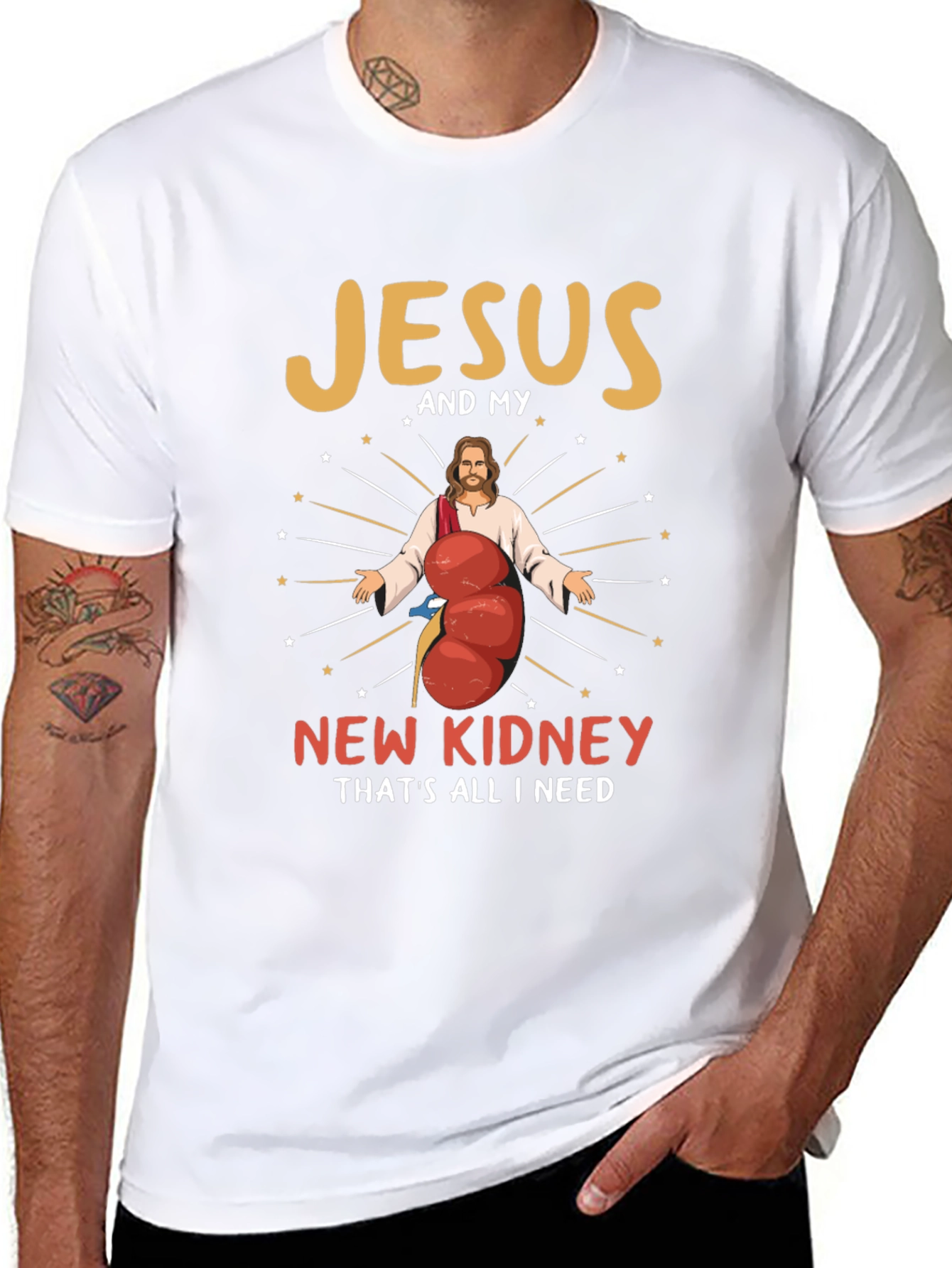 Jesus and My New Kidney Funny Graphic T-Shirt