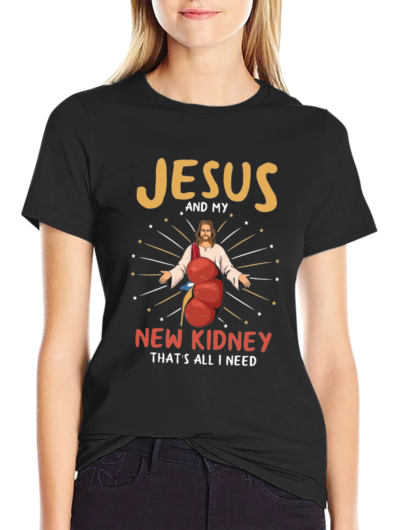 Jesus and My New Kidney Funny Graphic T-Shirt