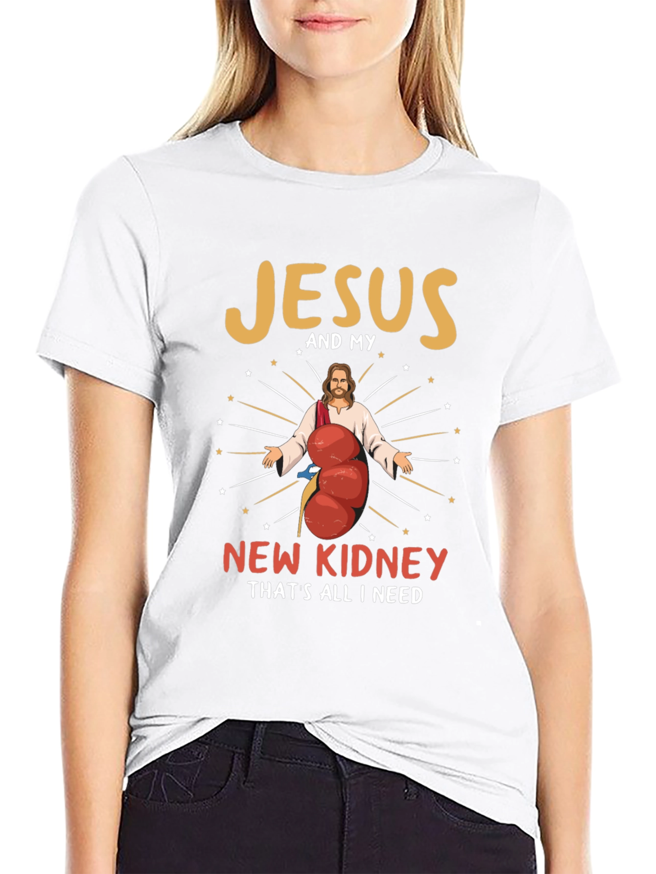 Jesus and My New Kidney Funny Graphic T-Shirt