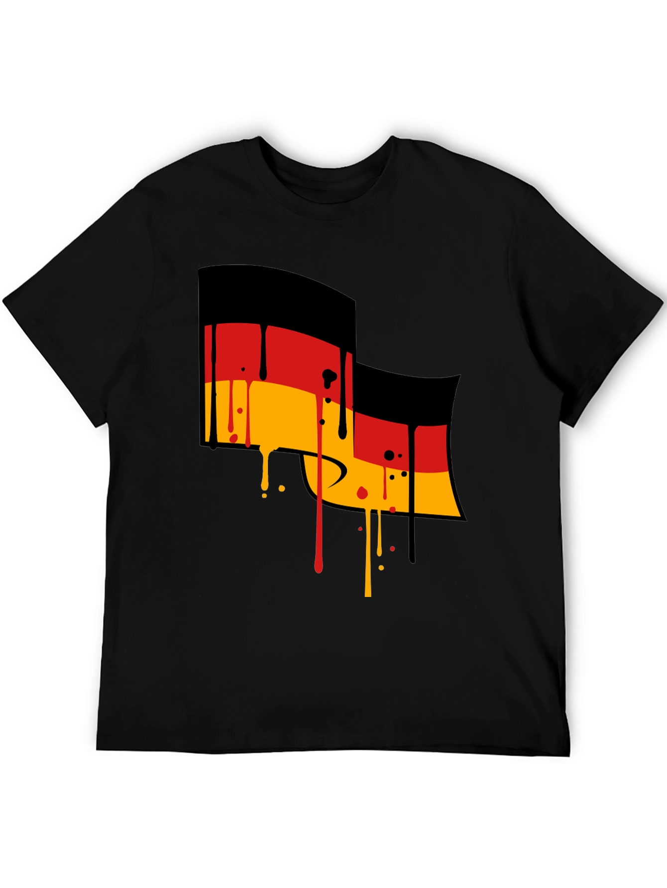 German Flag Drip Black T-Shirt