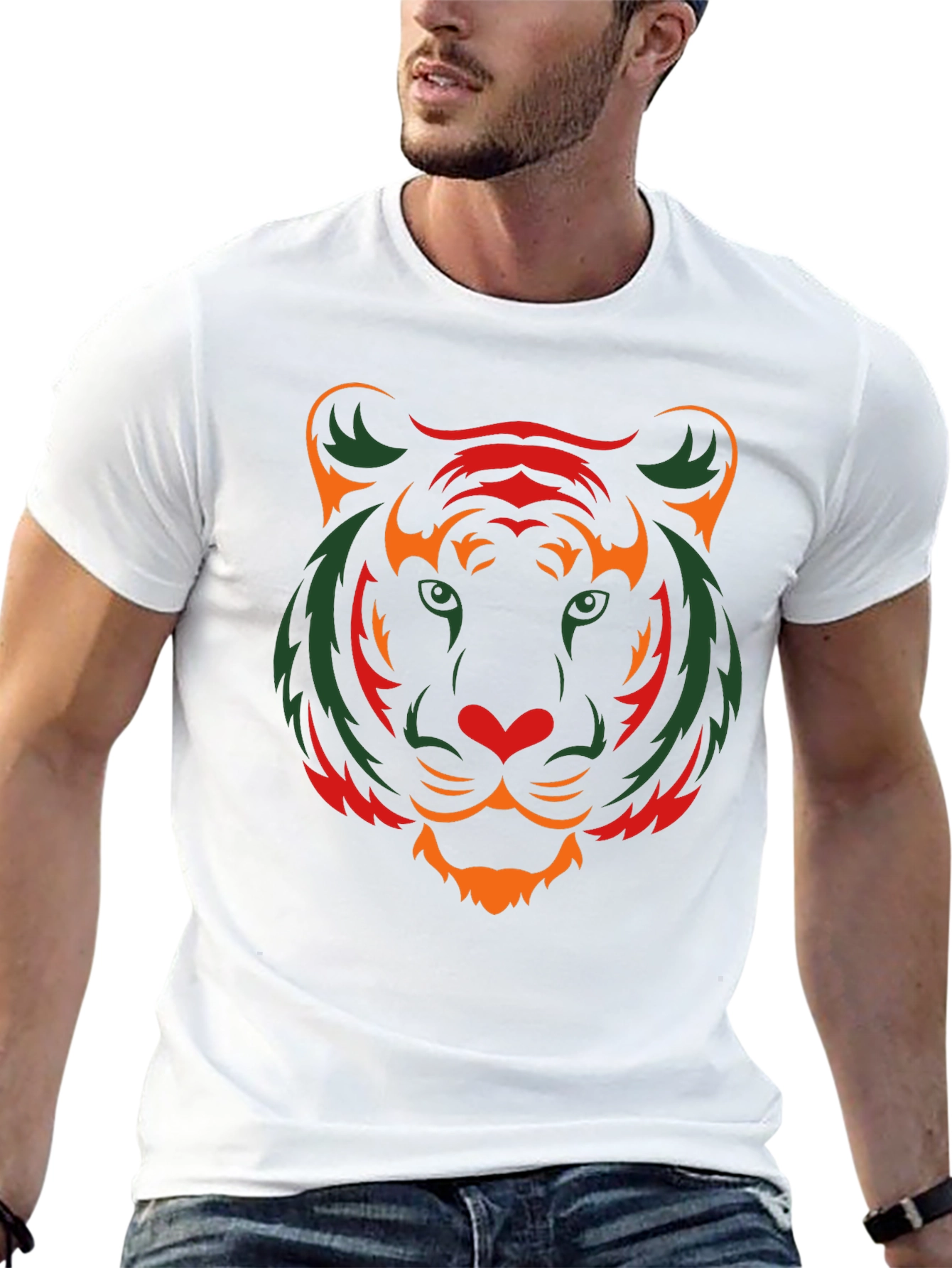 Stylish Tiger Graphic Print Black T-Shirt