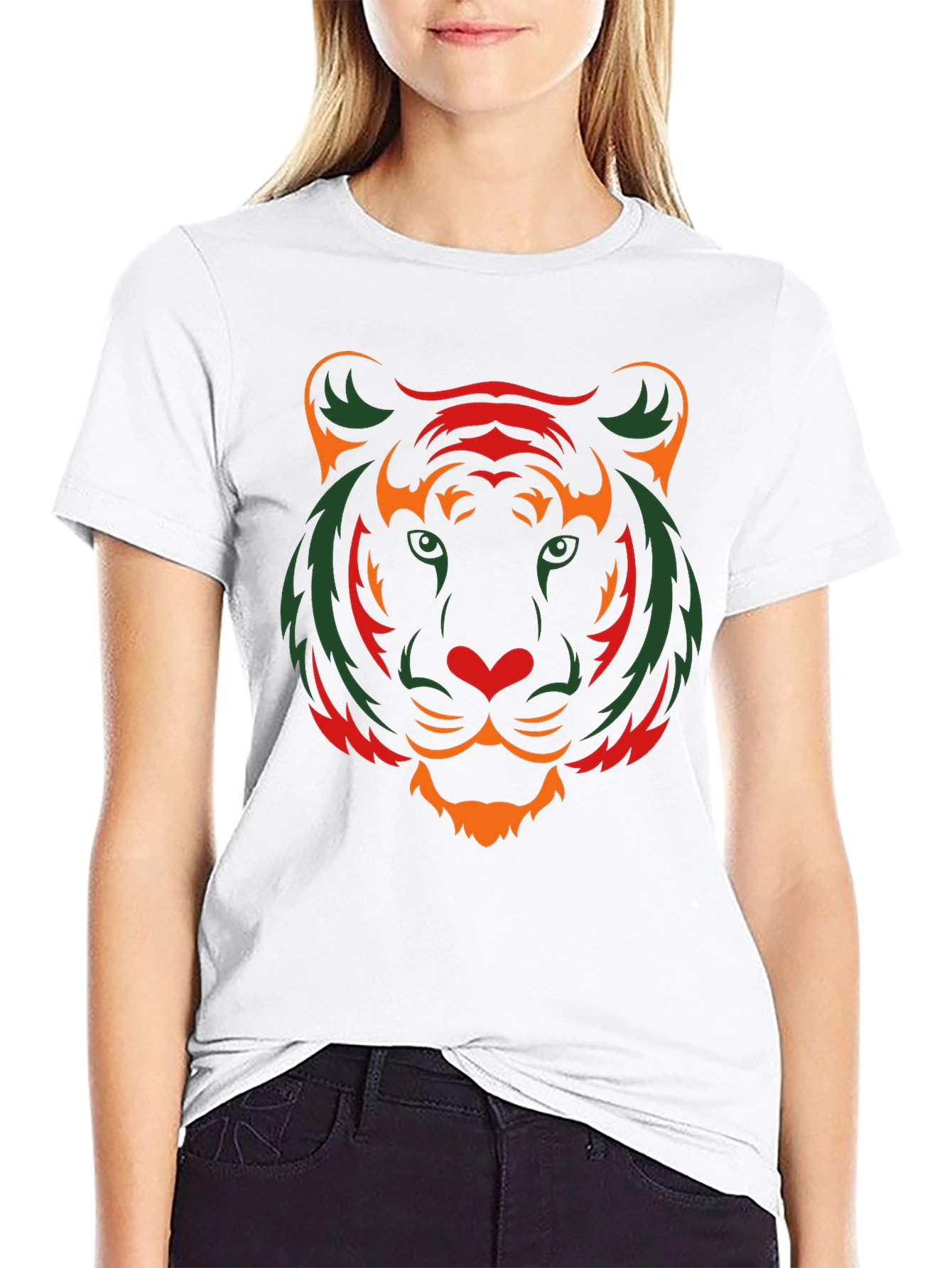 Stylish Tiger Graphic Print Black T-Shirt