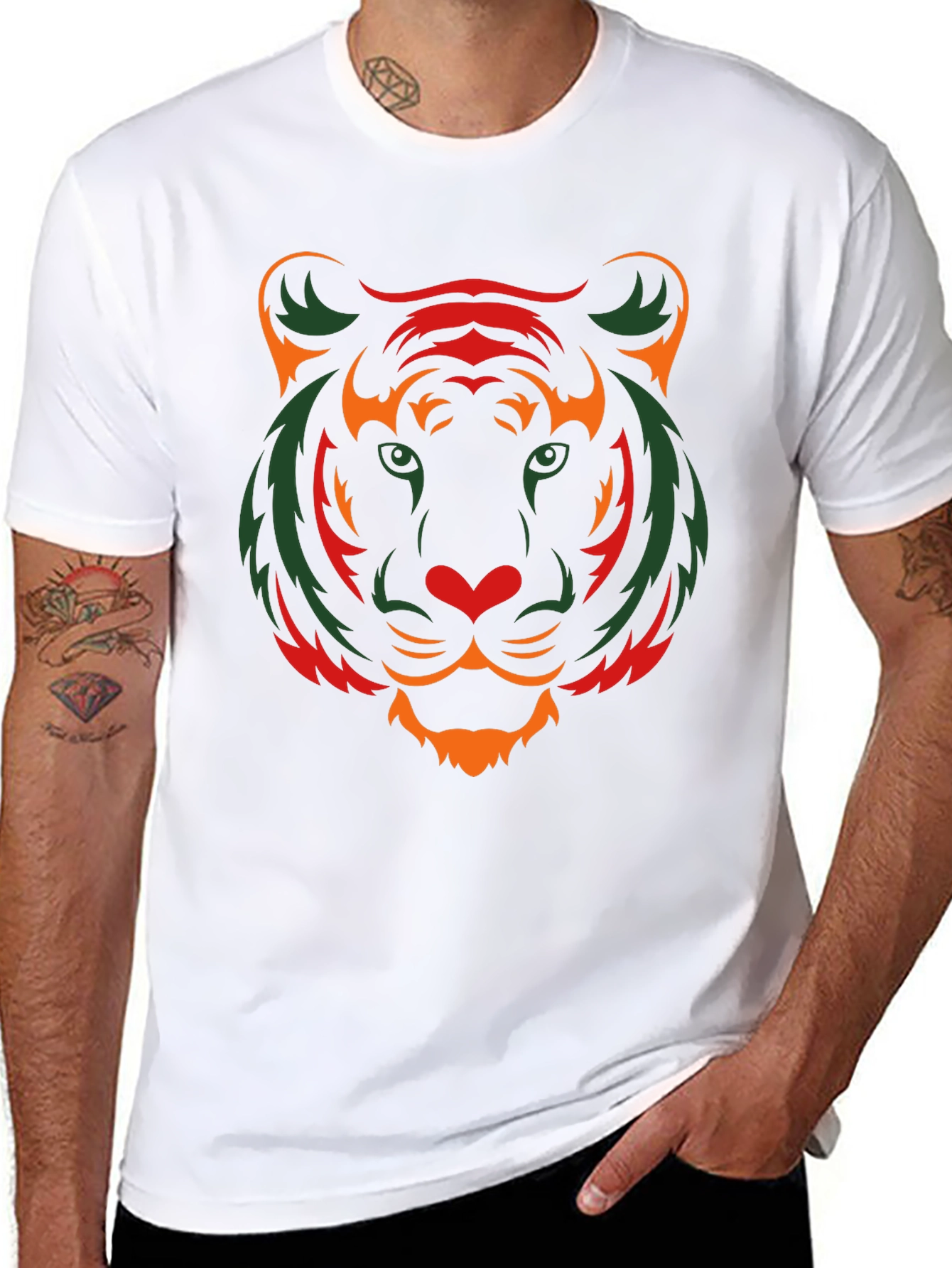 Stylish Tiger Graphic Print Black T-Shirt