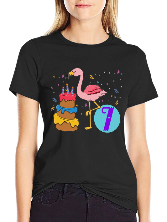 Birthday Flamingo Number 7 Kids T-Shirt