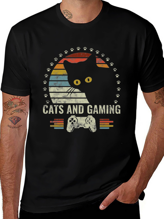 Cats and Gaming T-Shirt - Retro Gamer Tee