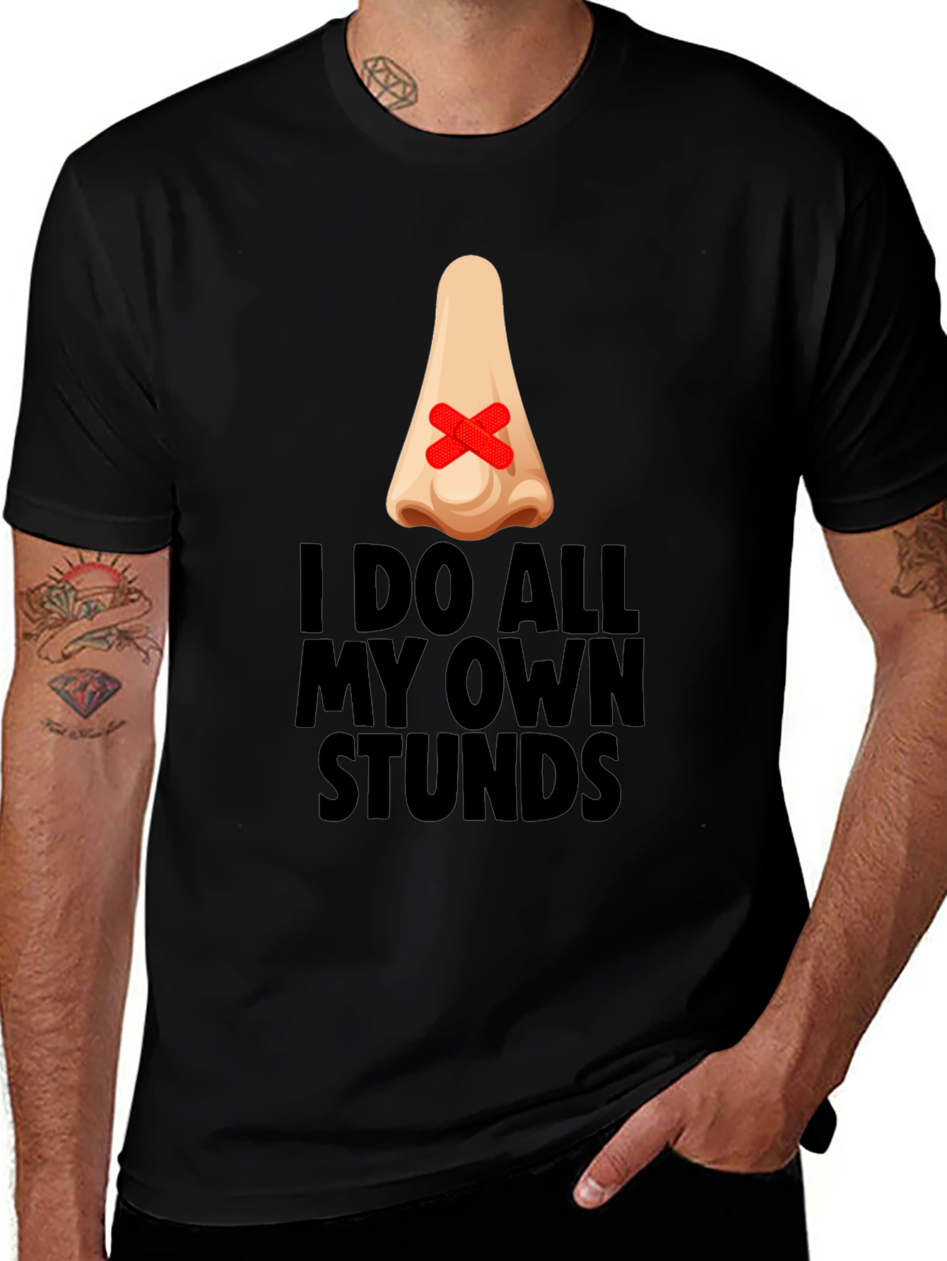 Funny I Do All My Own Stunts Black T-Shirt
