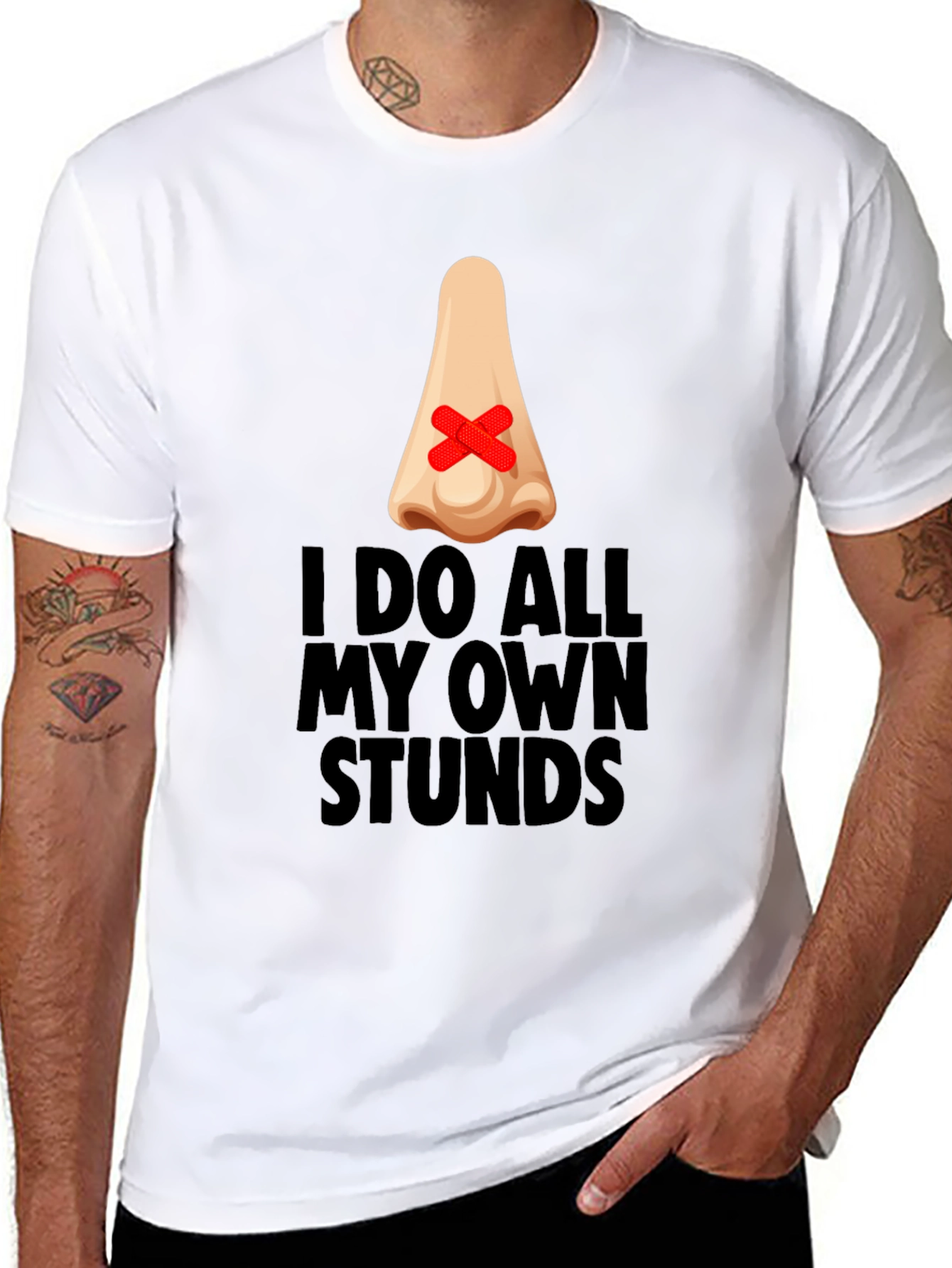 Funny I Do All My Own Stunts Black T-Shirt
