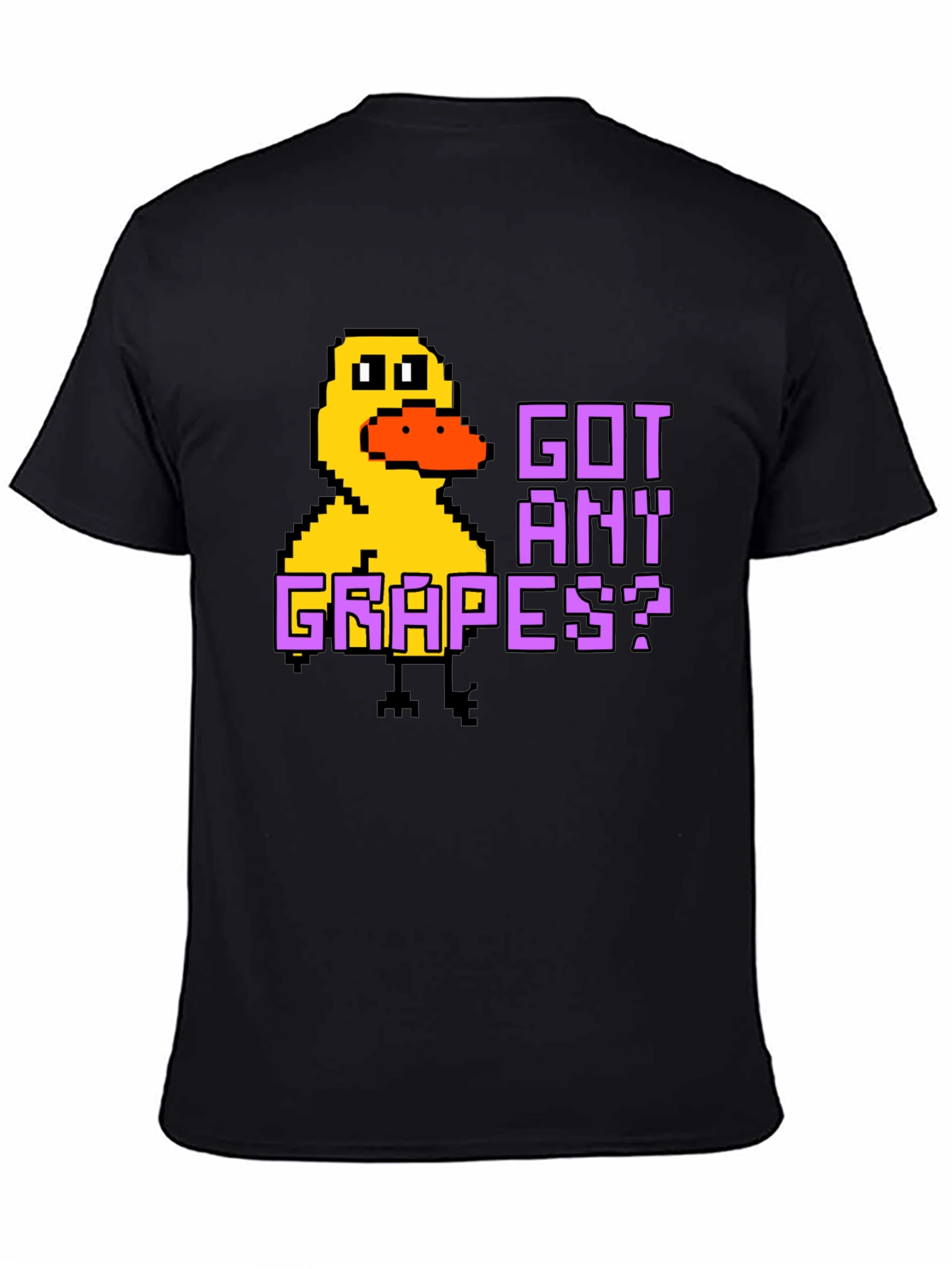 Got Any Grapes? Pixel Duck Black T-Shirt