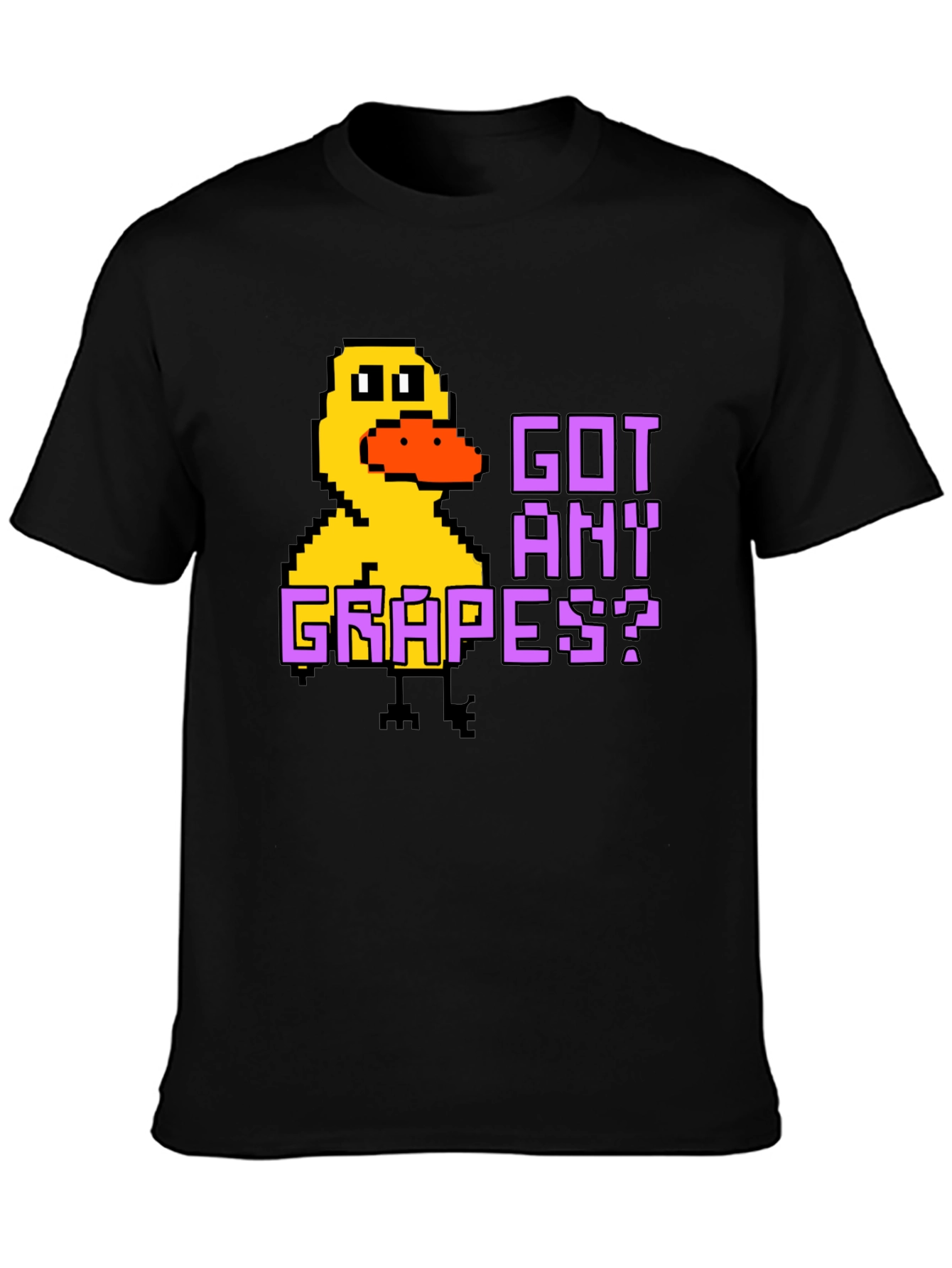 Got Any Grapes? Pixel Duck Black T-Shirt