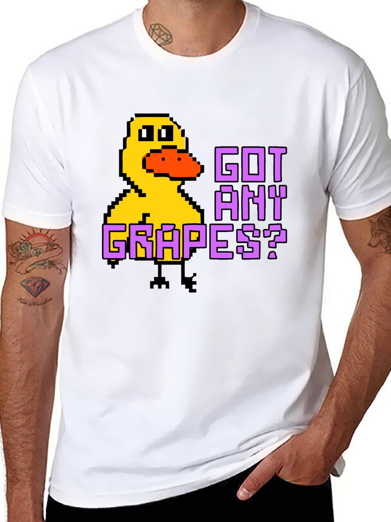 Got Any Grapes? Pixel Duck Black T-Shirt