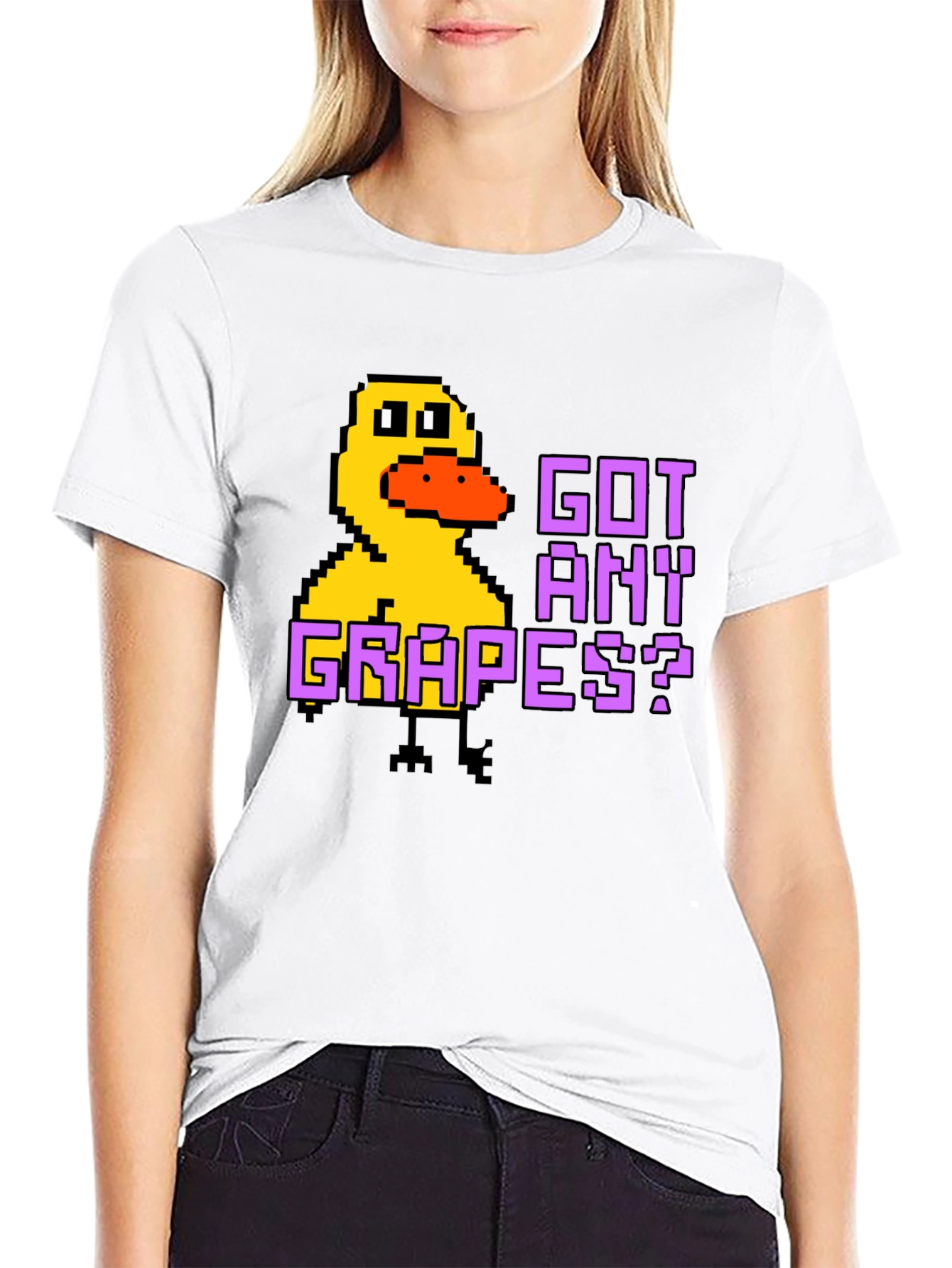 Got Any Grapes? Pixel Duck Black T-Shirt