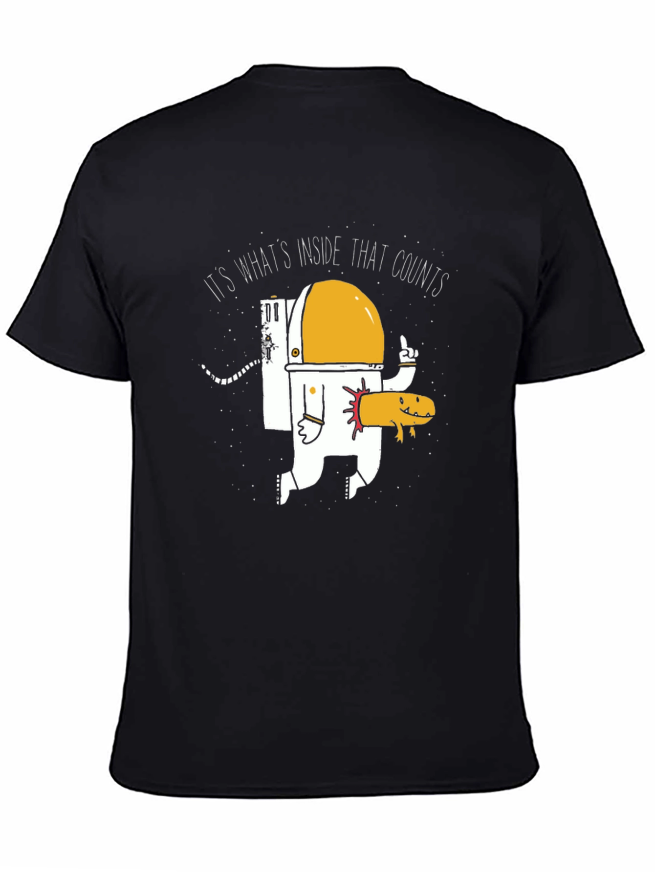 Funny Astronaut and Axolotl Graphic T-Shirt - Black