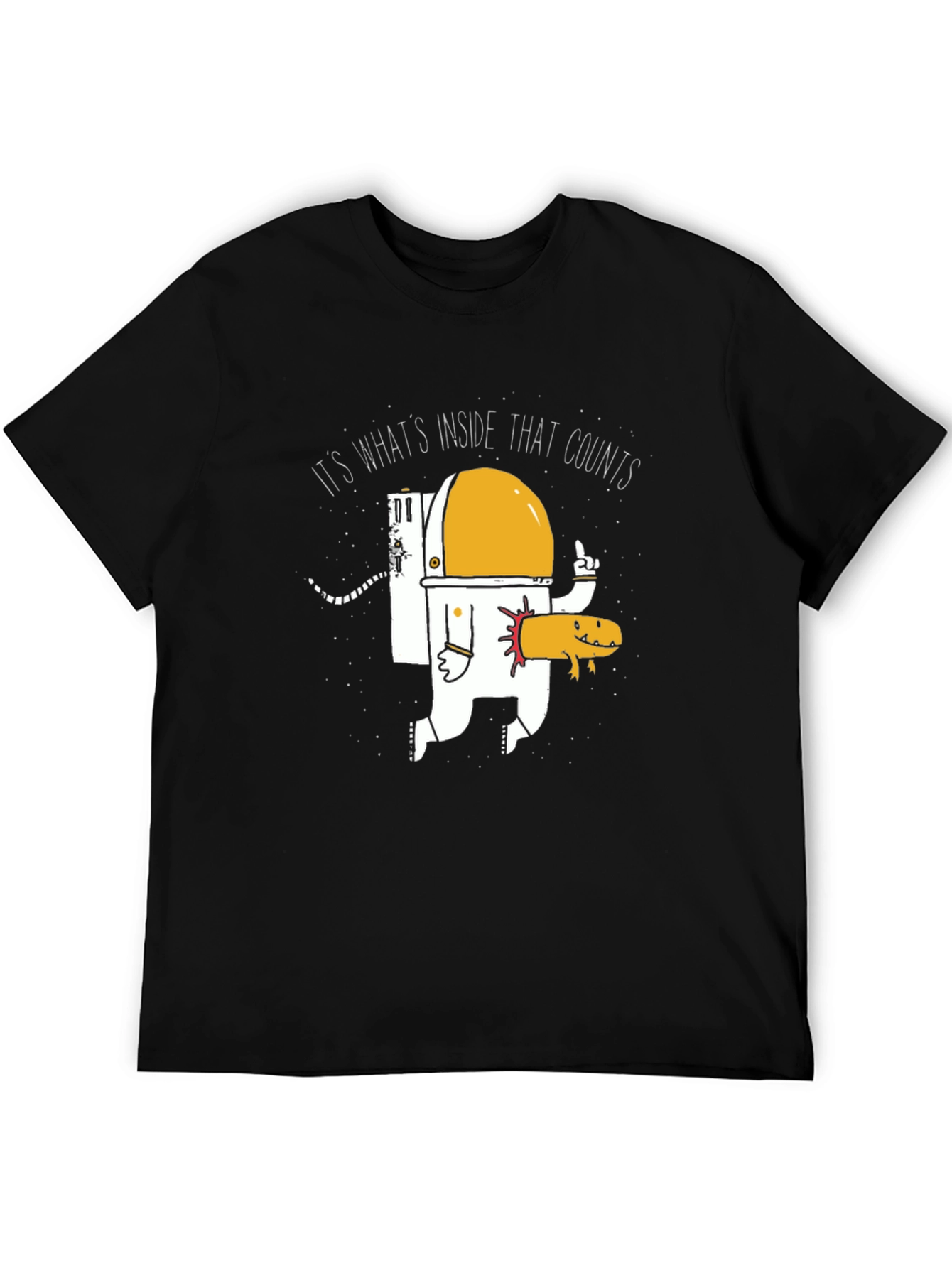 Funny Astronaut and Axolotl Graphic T-Shirt - Black