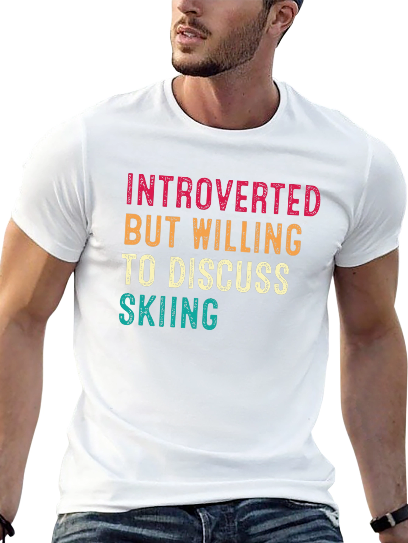 Introverted Skiing Graphic Tee - Black