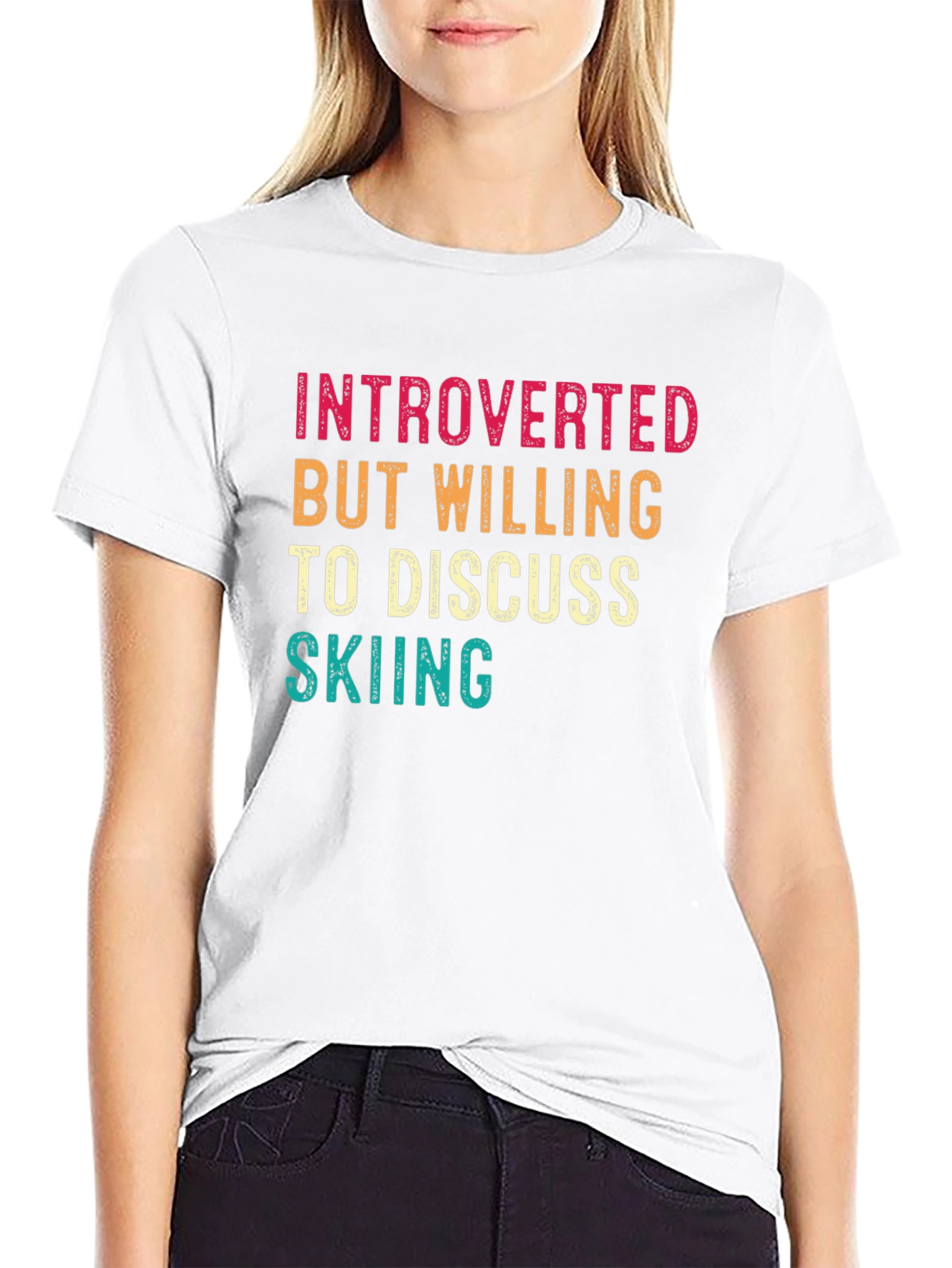 Introverted Skiing Graphic Tee - Black